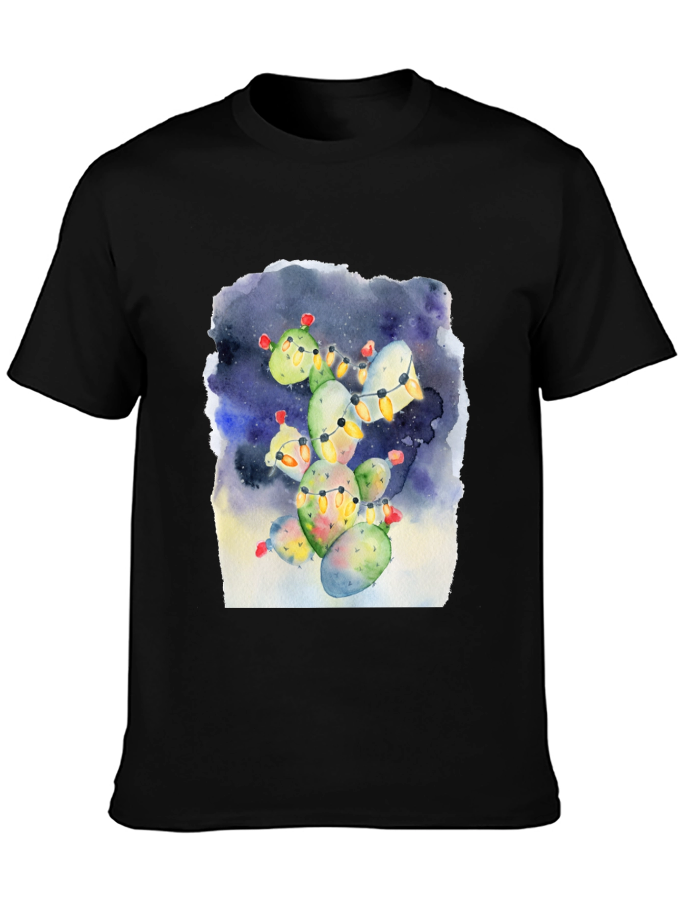Festive Cactus Tee - Holiday Lights Design