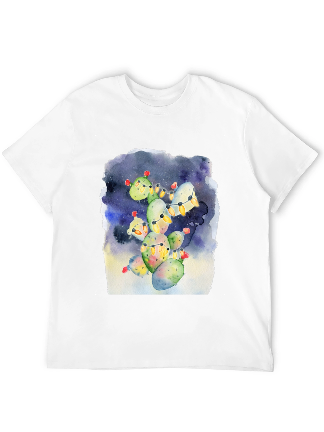 Festive Cactus Tee - Holiday Lights Design