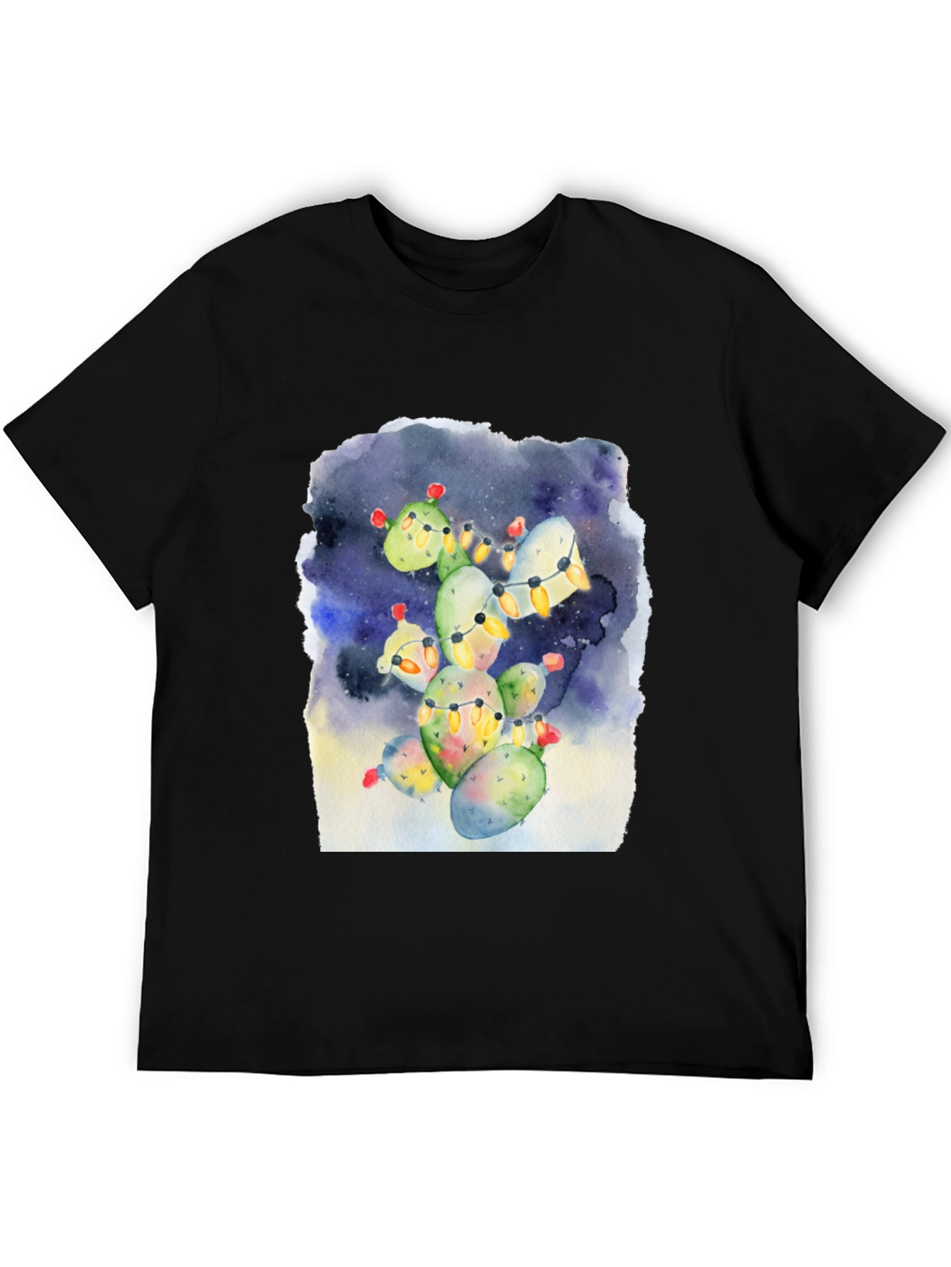 Festive Cactus Tee - Holiday Lights Design