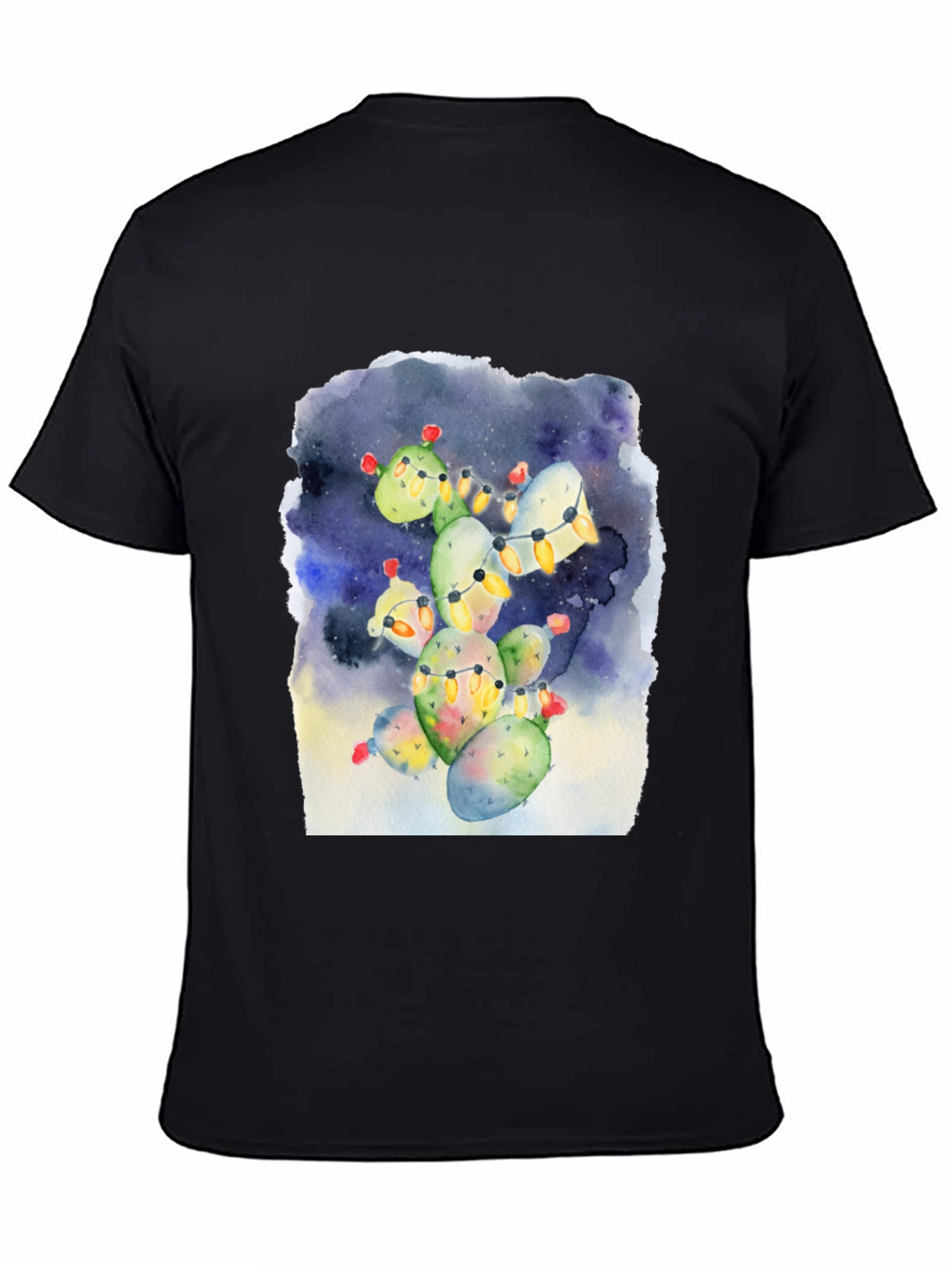 Festive Cactus Tee - Holiday Lights Design