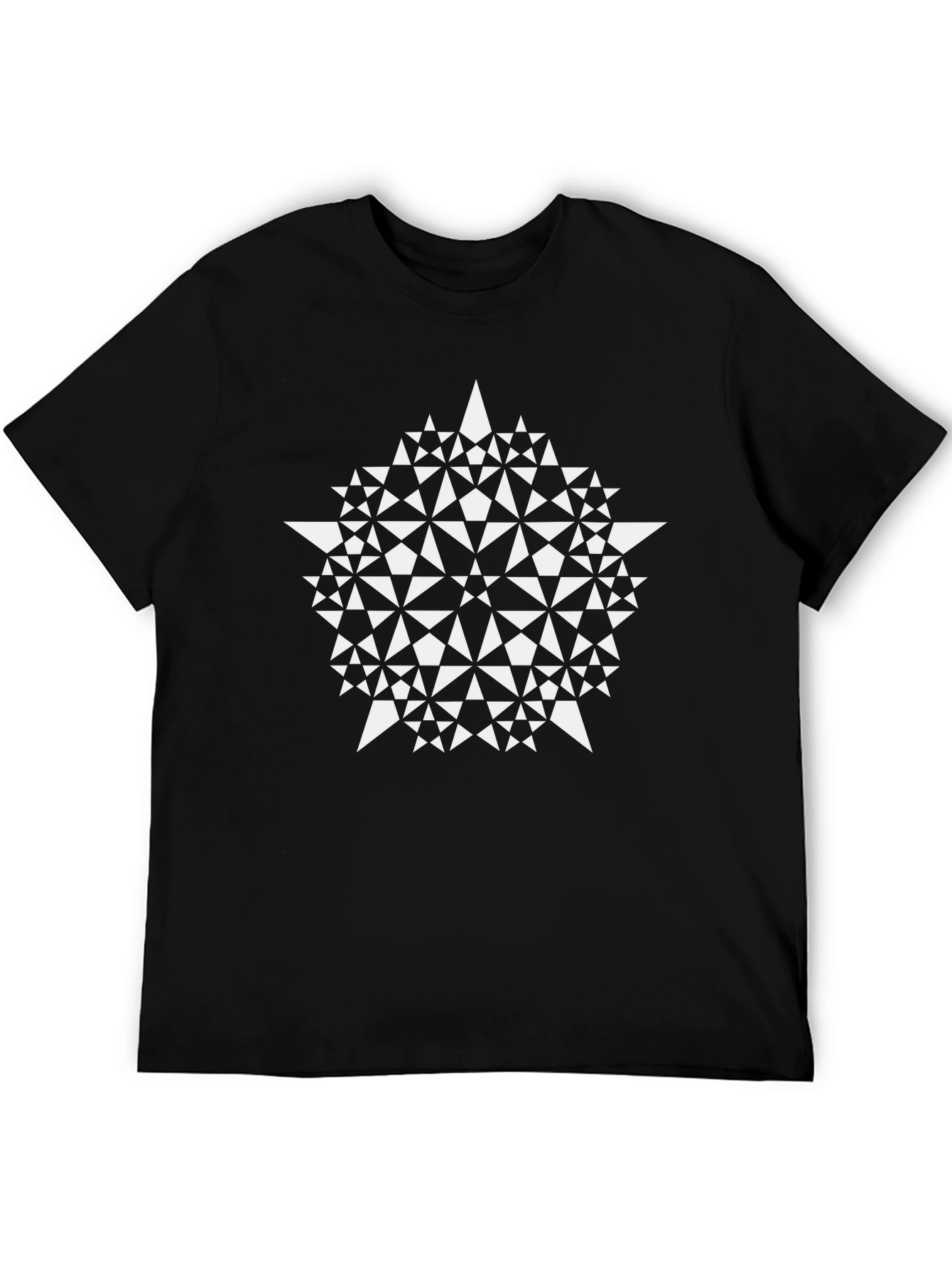 Geometric Starburst Graphic Tee - Black