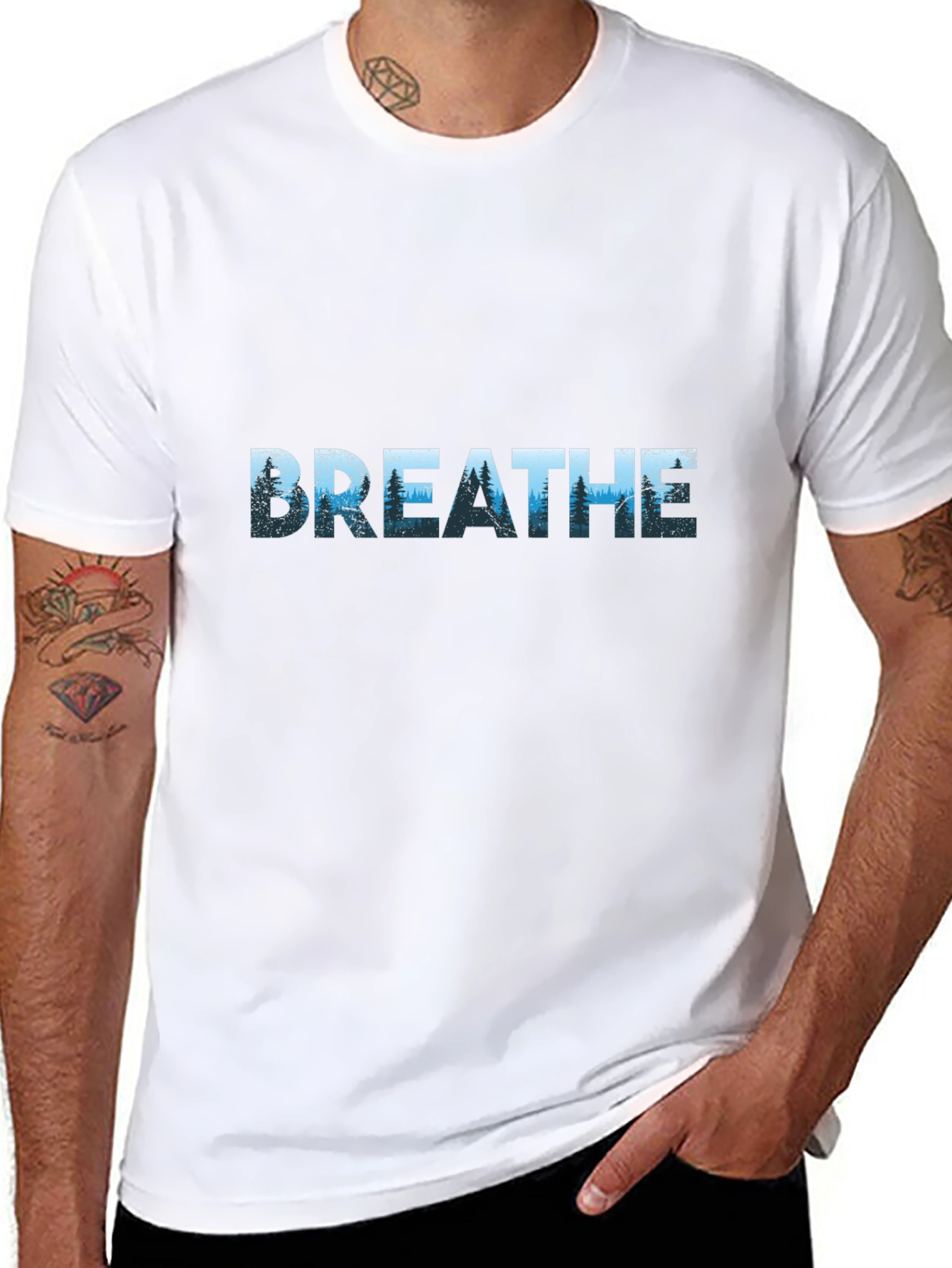 Breathe Graphic Print T-Shirt - Black