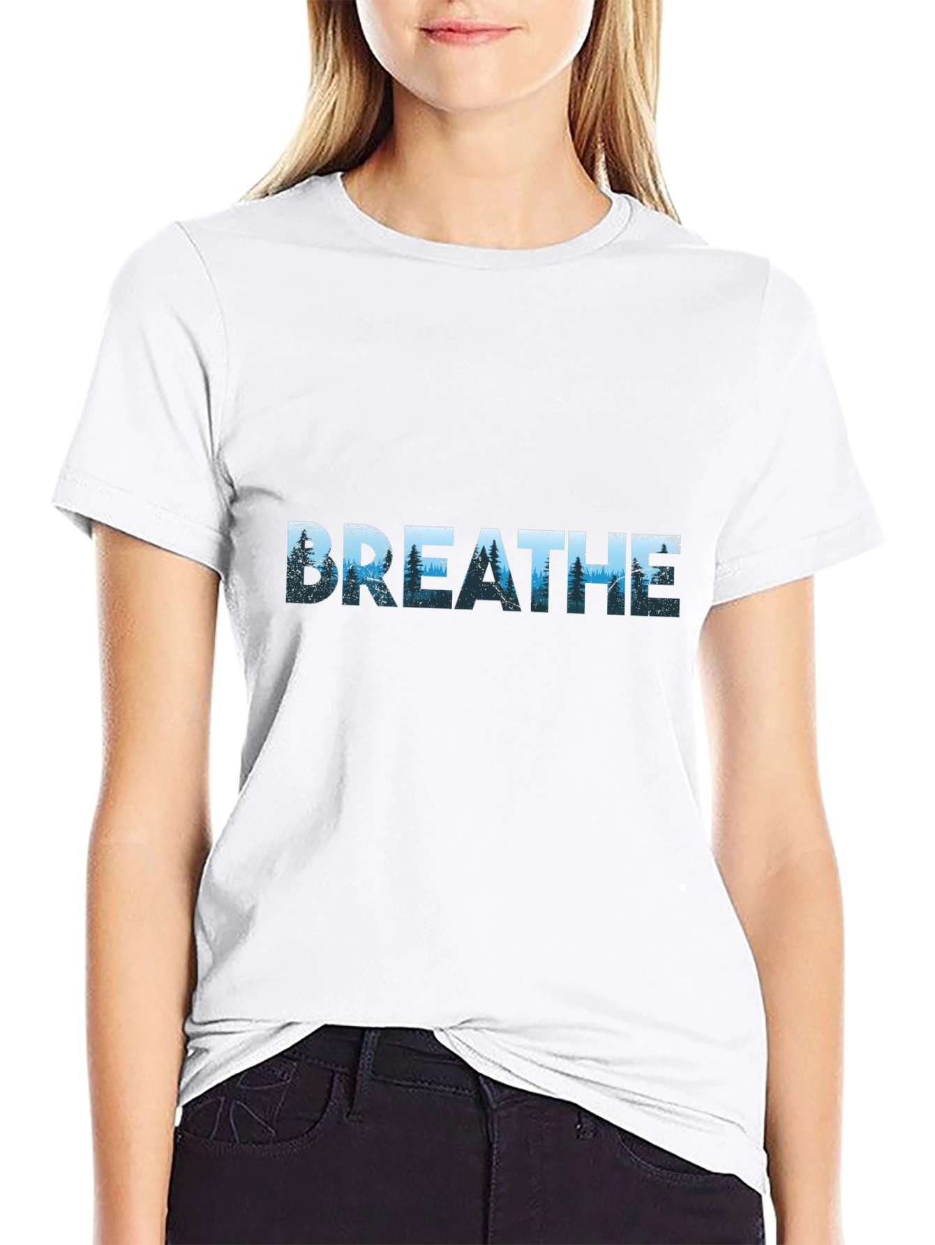 Breathe Graphic Print T-Shirt - Black