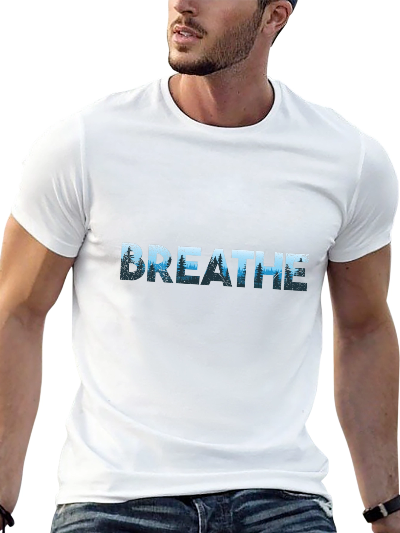 Breathe Graphic Print T-Shirt - Black