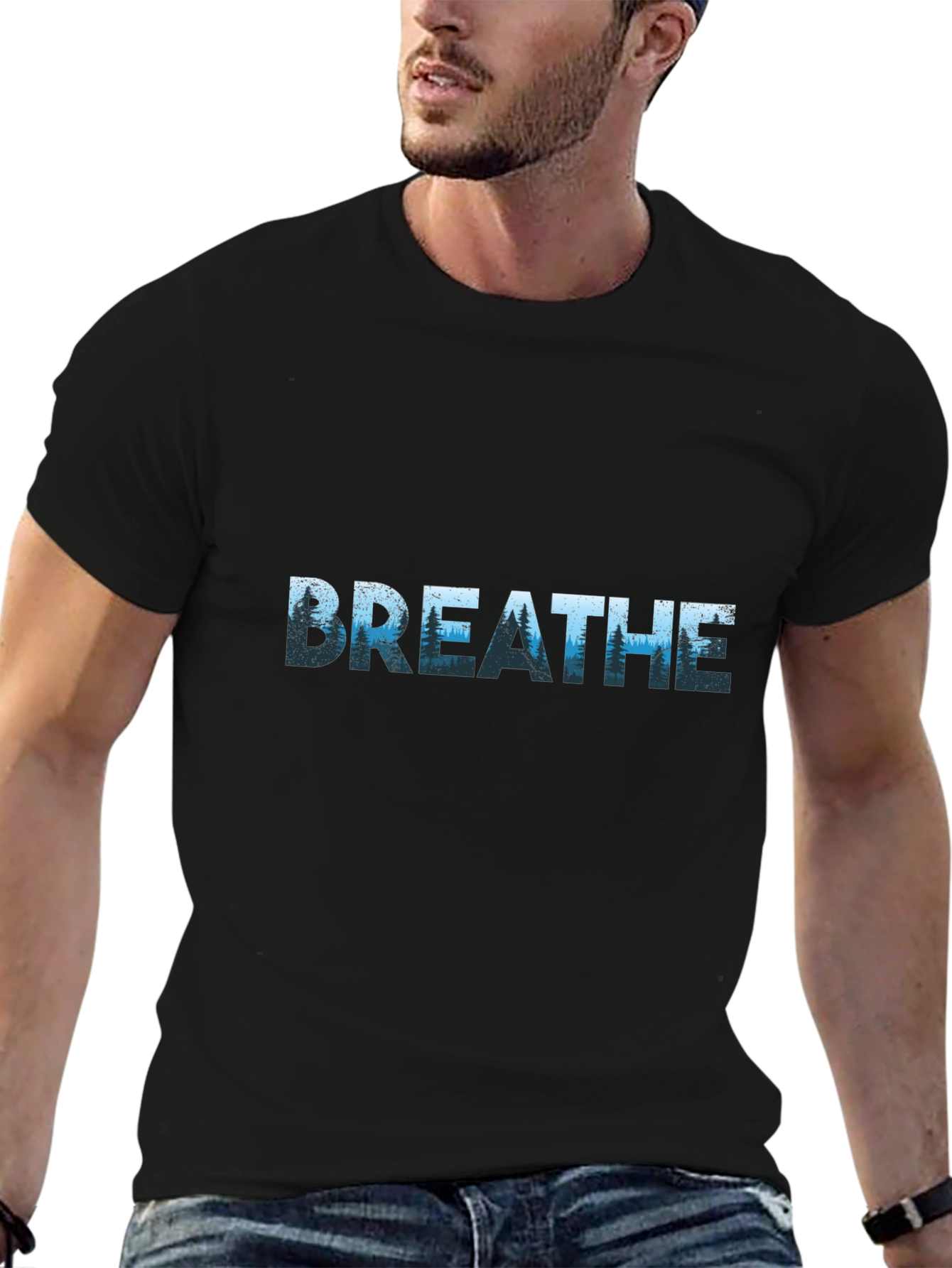 Breathe Graphic Print T-Shirt - Black