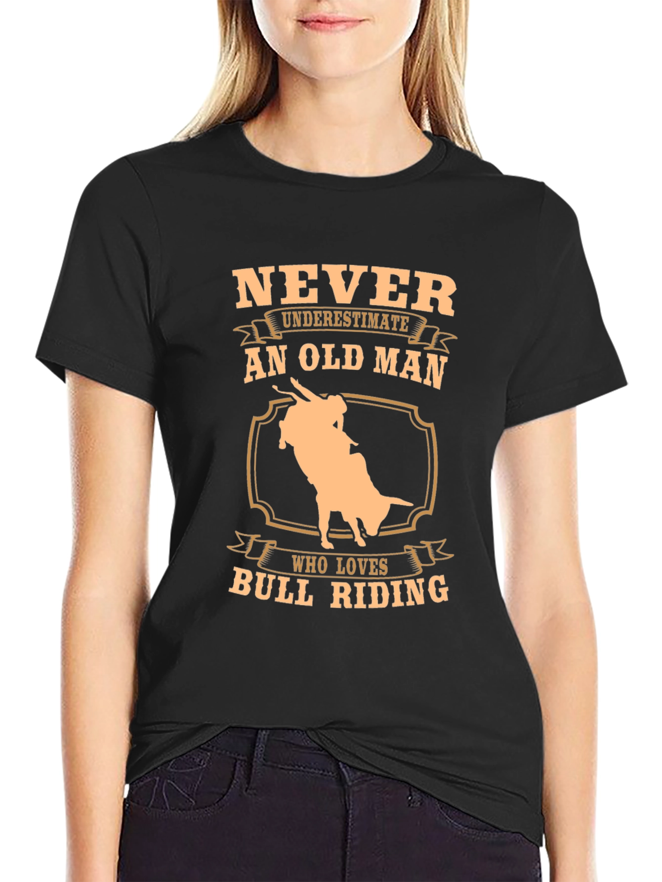 Never Underestimate An Old Man Bull Riding T-Shirt