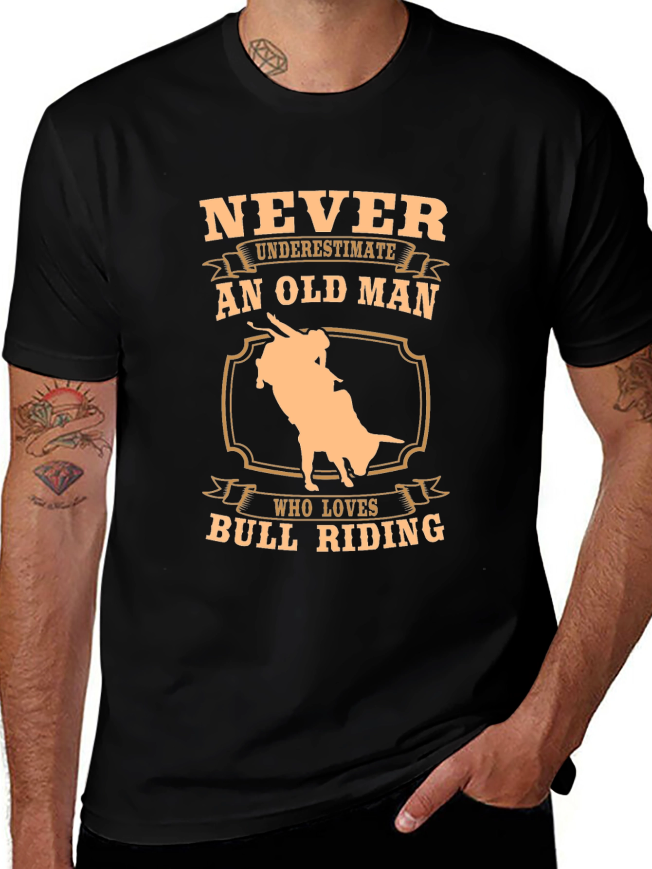 Never Underestimate An Old Man Bull Riding T-Shirt