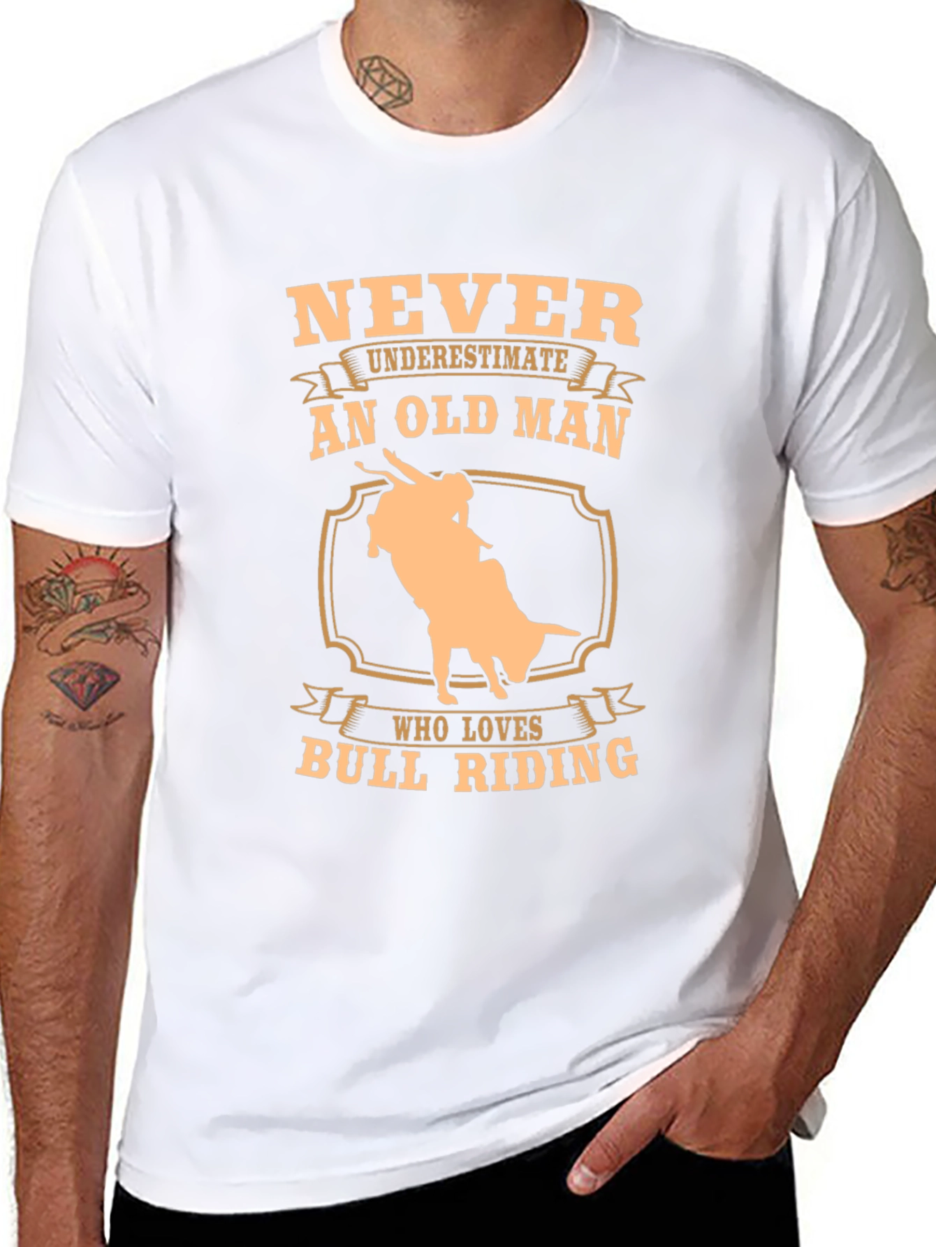 Never Underestimate An Old Man Bull Riding T-Shirt