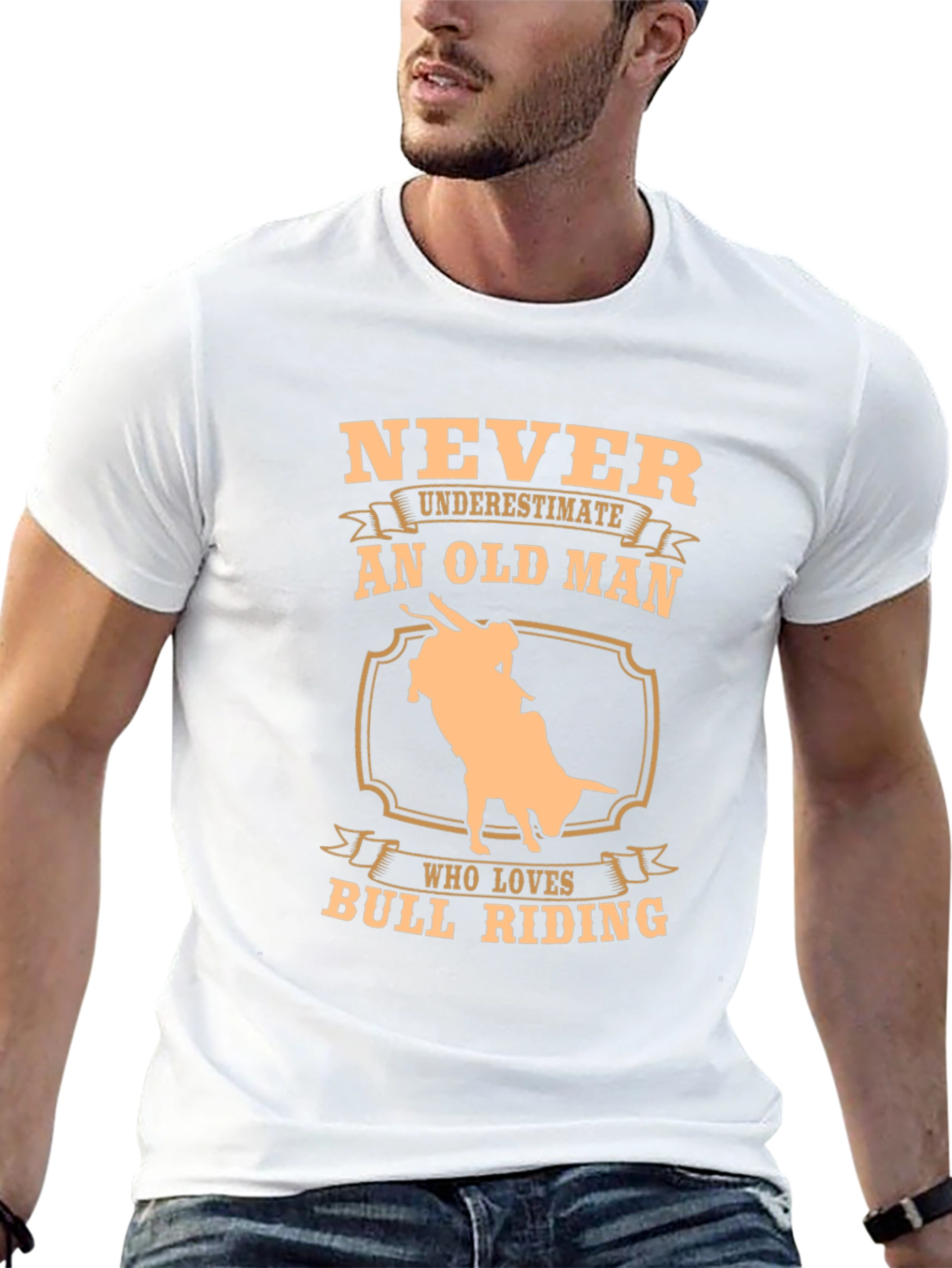 Never Underestimate An Old Man Bull Riding T-Shirt
