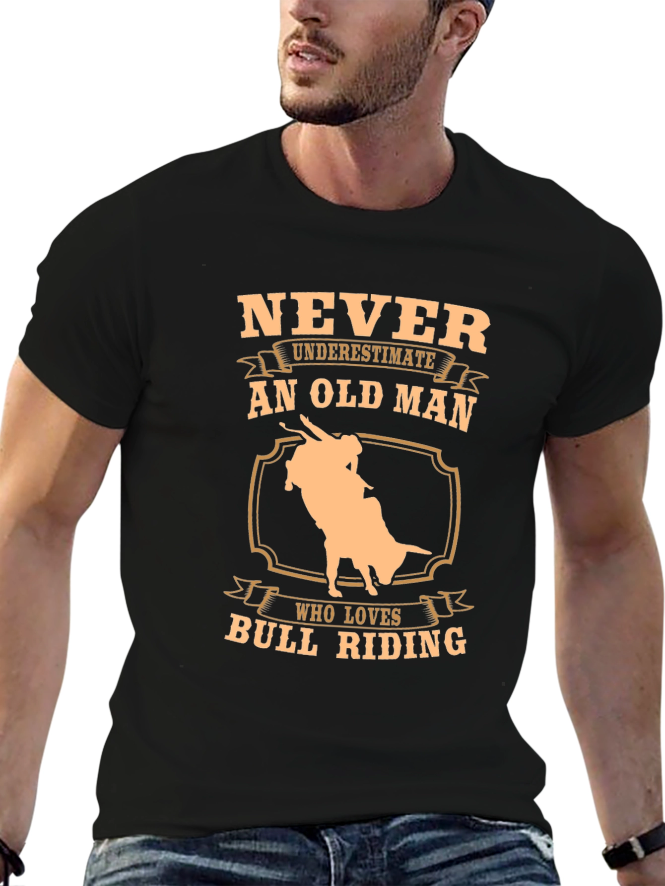 Never Underestimate An Old Man Bull Riding T-Shirt