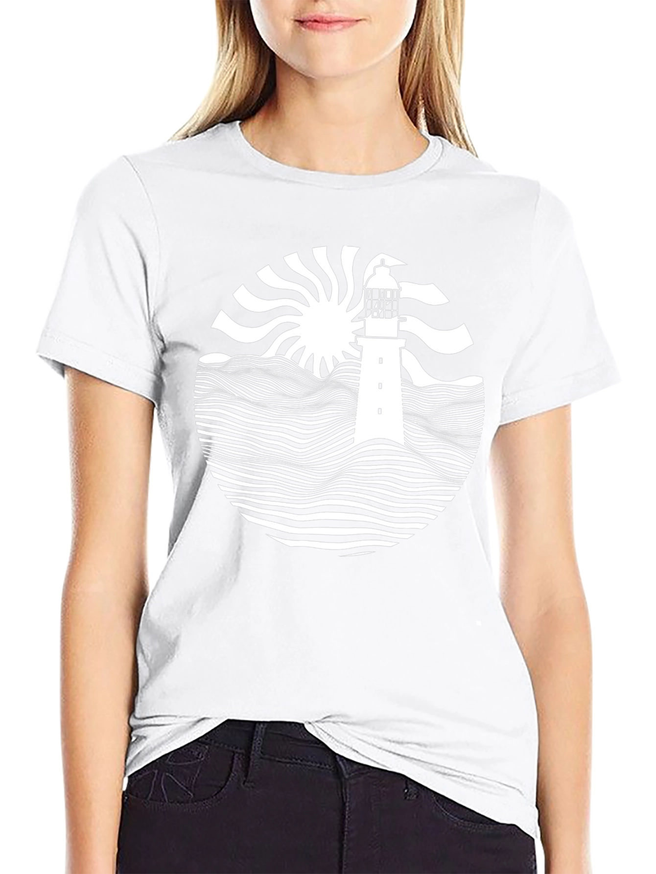 Nautical Lighthouse Graphic Tee - Black