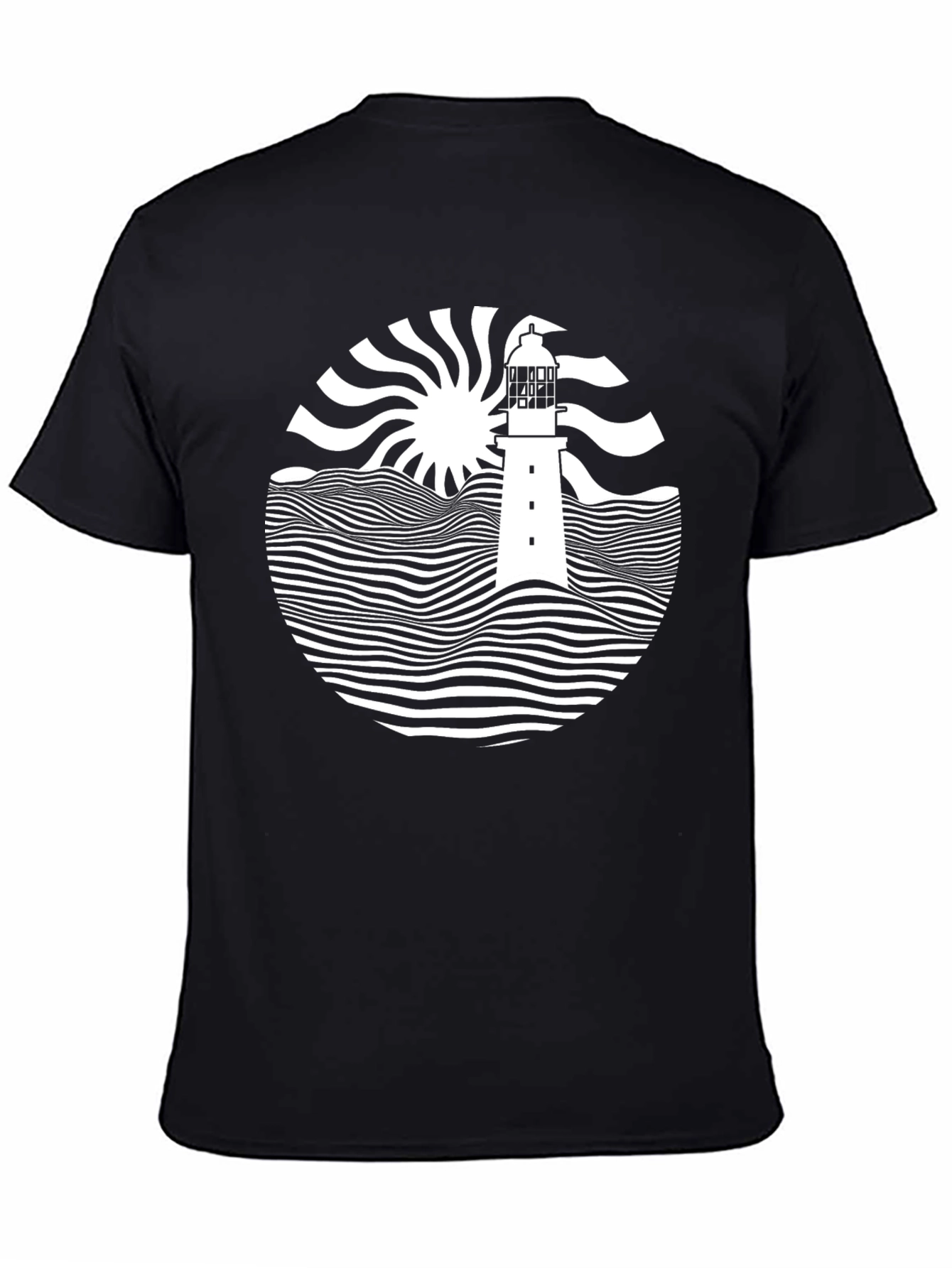 Nautical Lighthouse Graphic Tee - Black