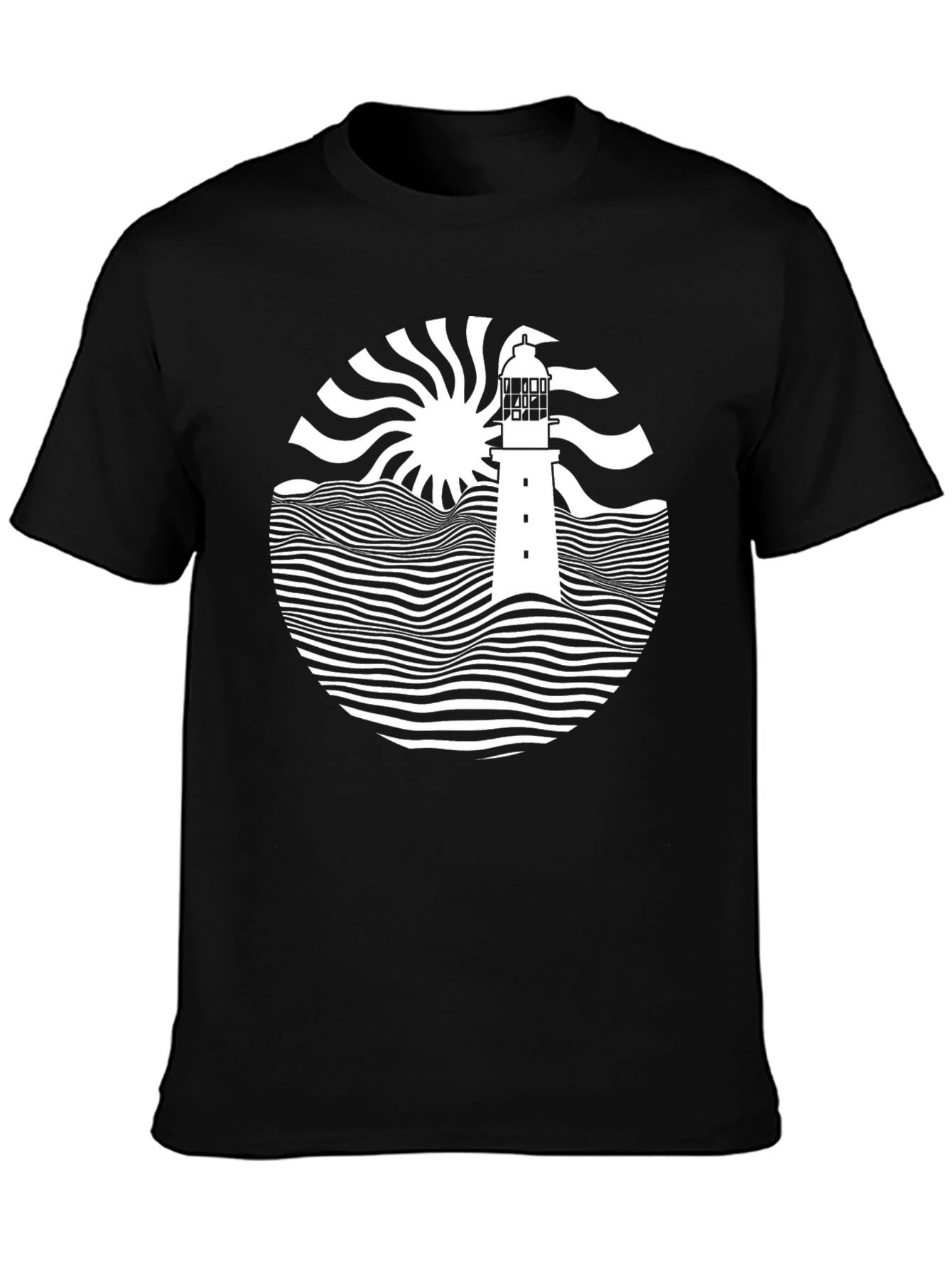 Nautical Lighthouse Graphic Tee - Black