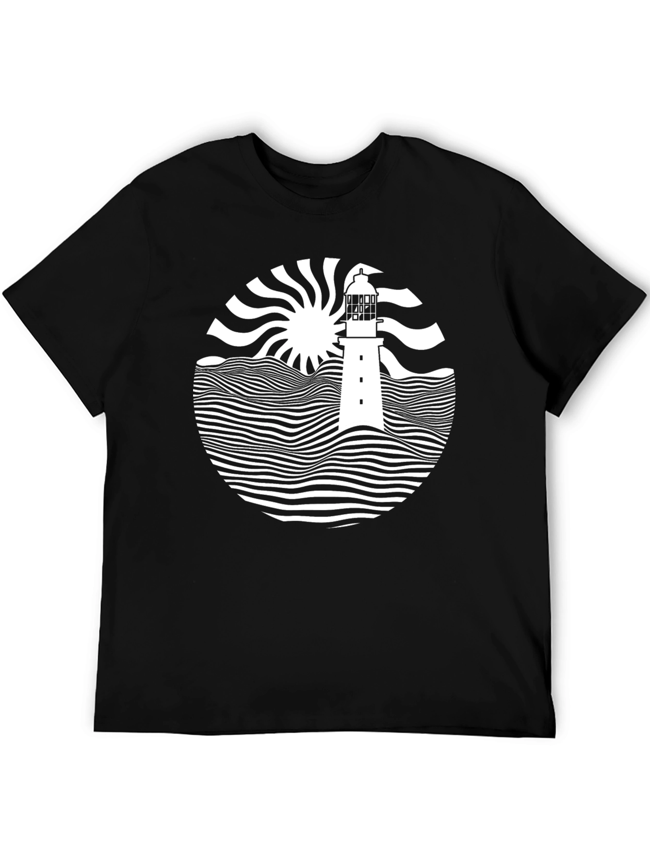 Nautical Lighthouse Graphic Tee - Black