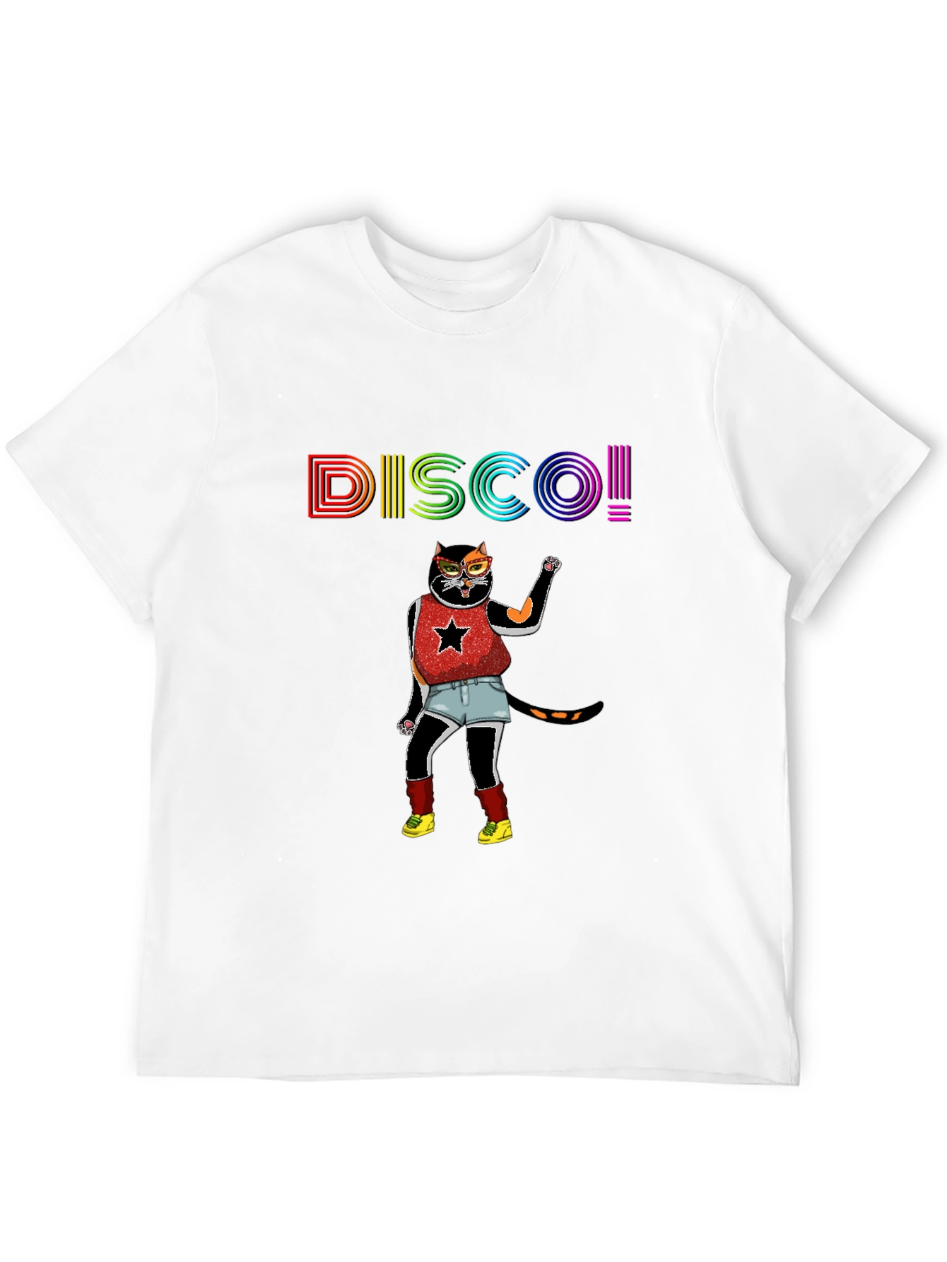 Disco Cat Graphic Tee - Black T-Shirt