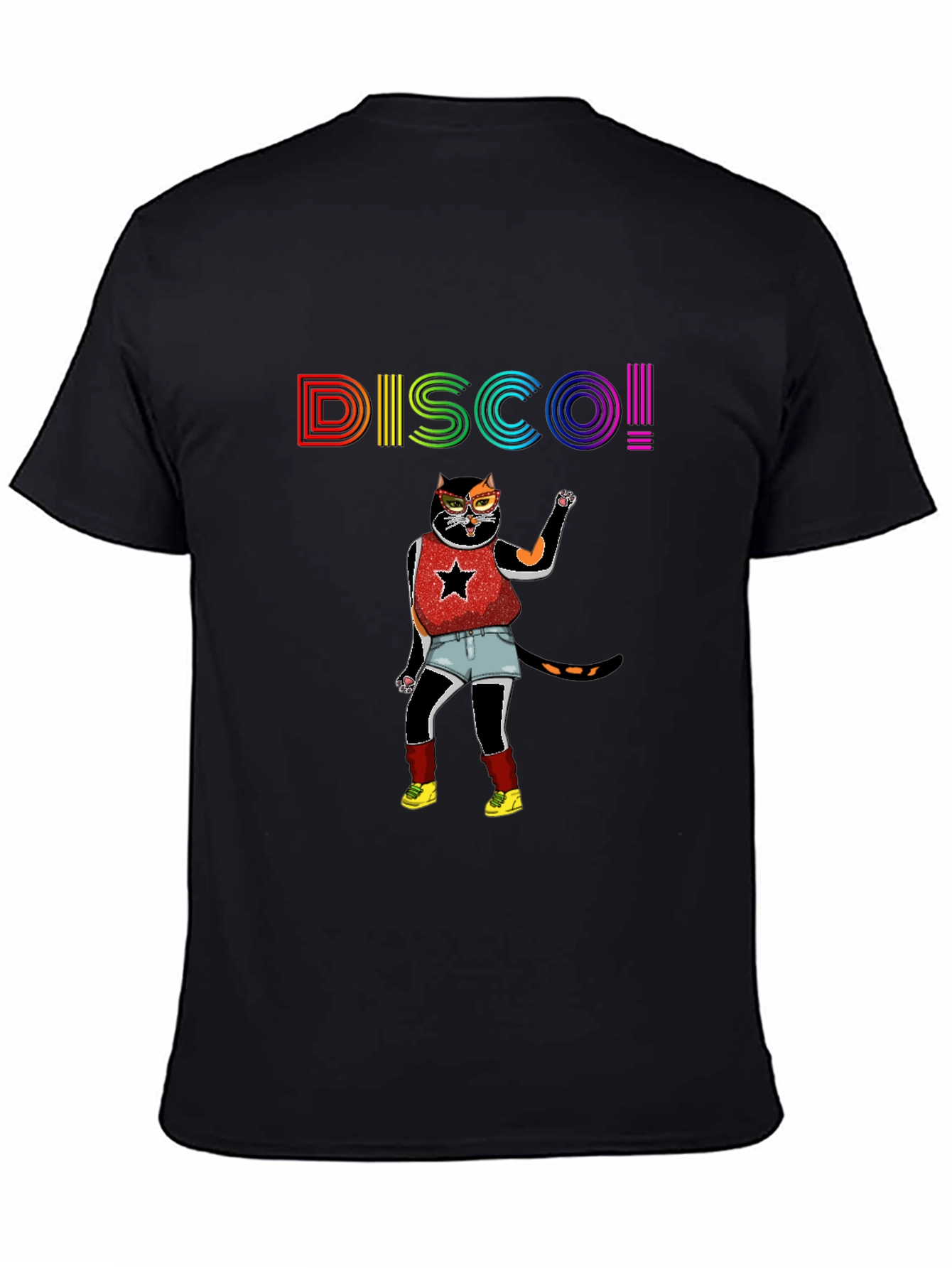 Disco Cat Graphic Tee - Black T-Shirt