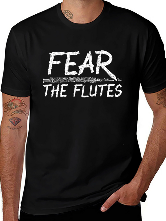 Fear The Flutes Graphic Tee - Black Cotton T-Shirt