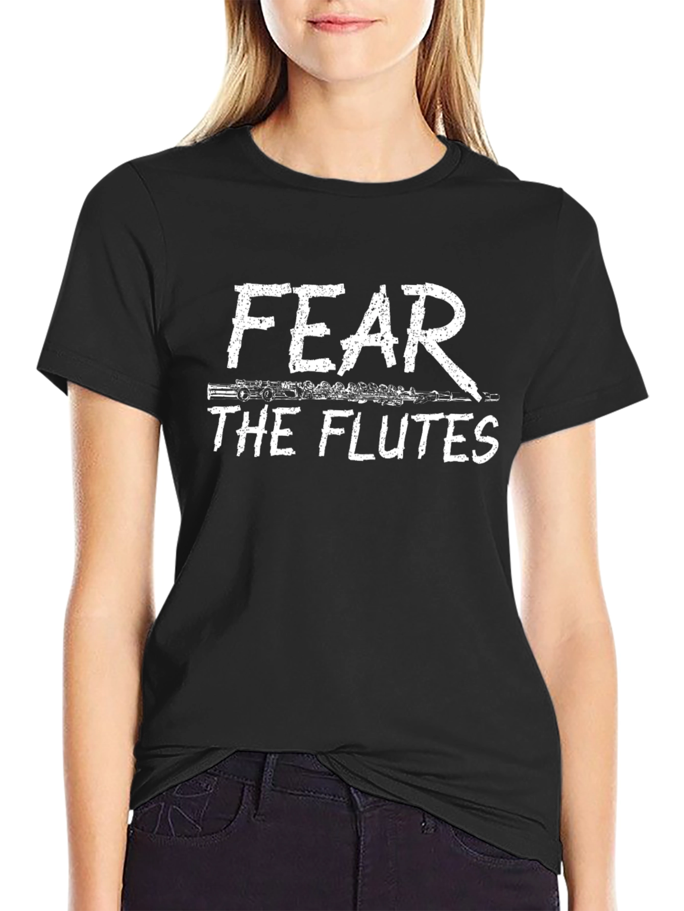 Fear The Flutes Graphic Tee - Black Cotton T-Shirt