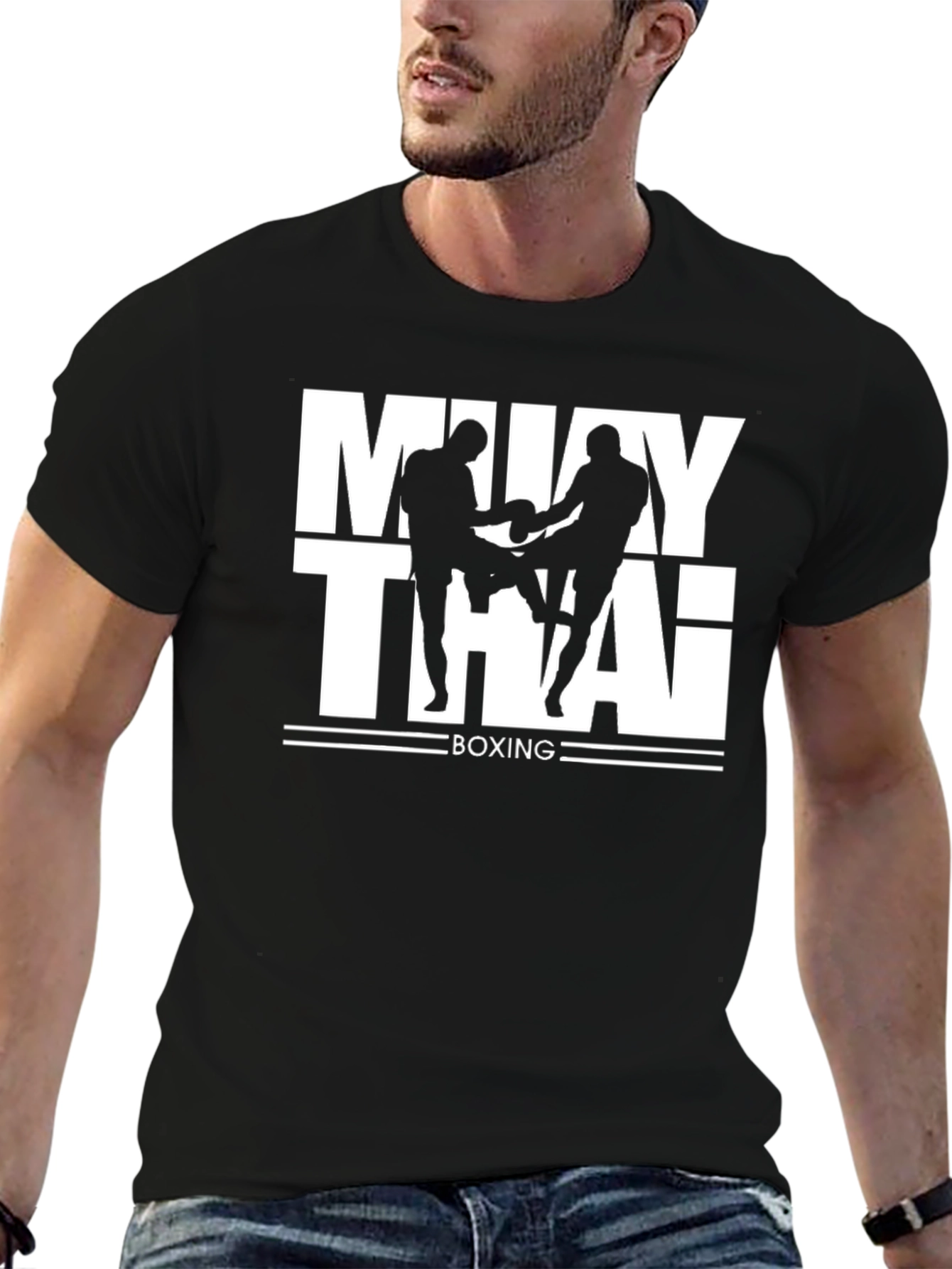 Muay Thai Boxing Graphic T-Shirt - Black