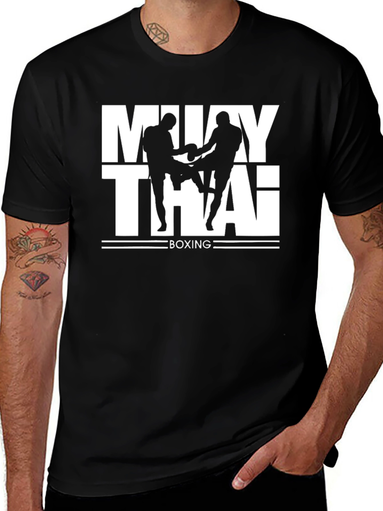 Muay Thai Boxing Graphic T-Shirt - Black