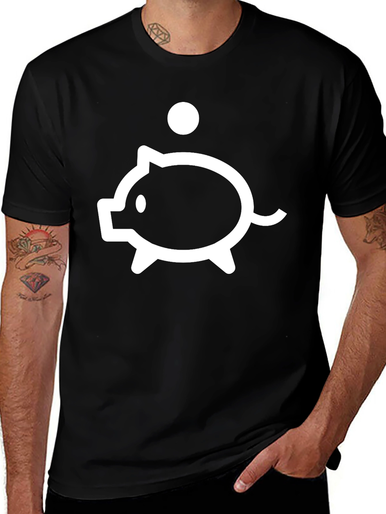 Piggy Bank Graphic Tee - Black