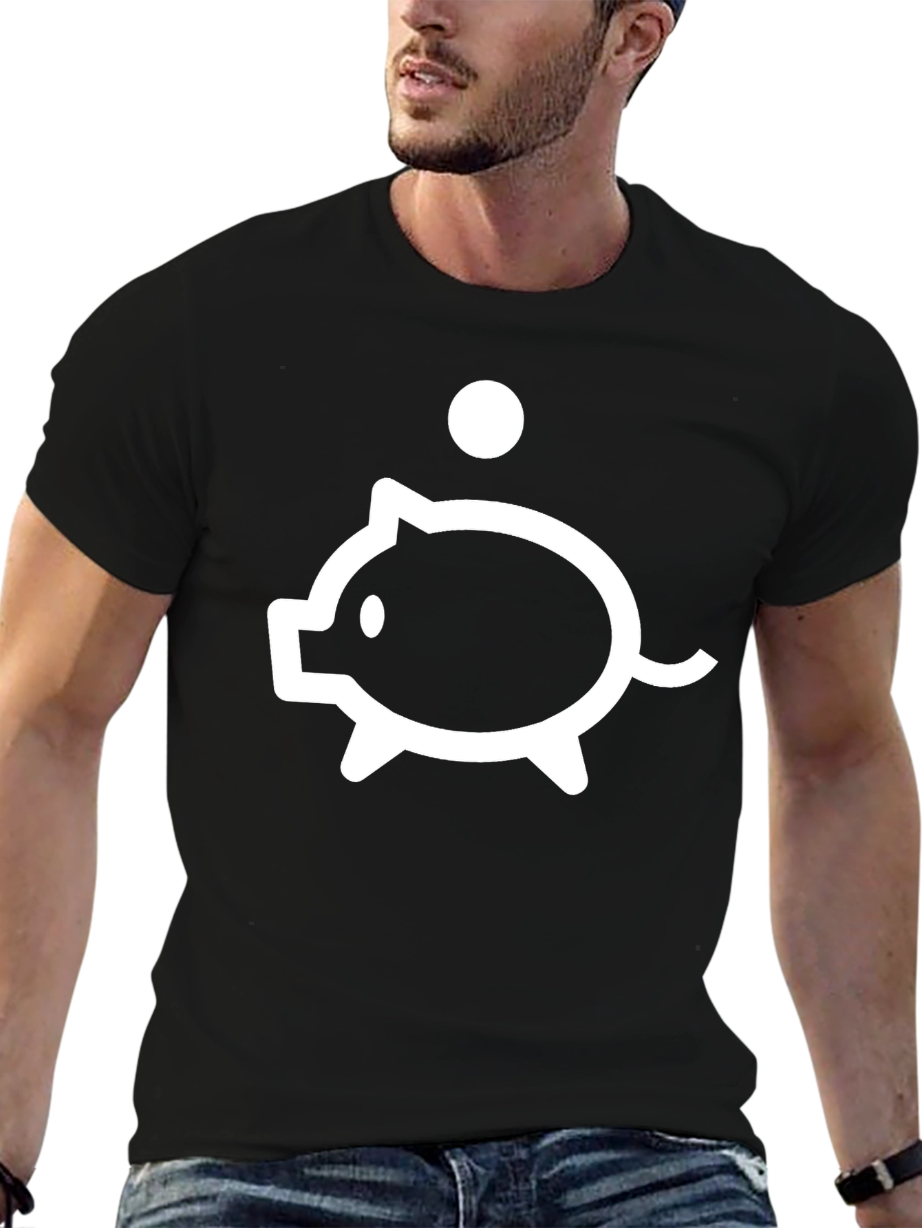 Piggy Bank Graphic Tee - Black
