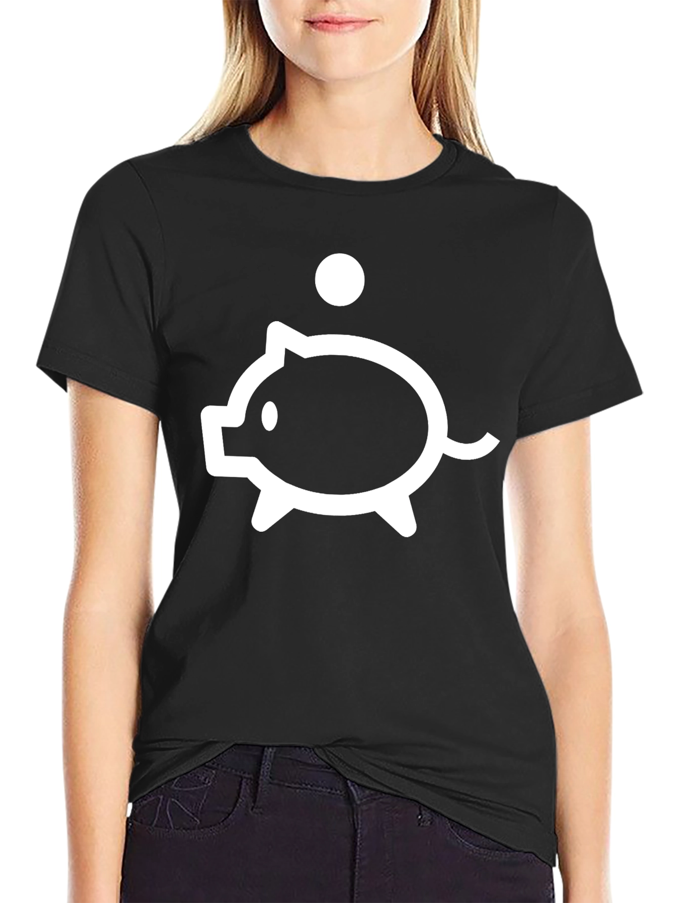 Piggy Bank Graphic Tee - Black