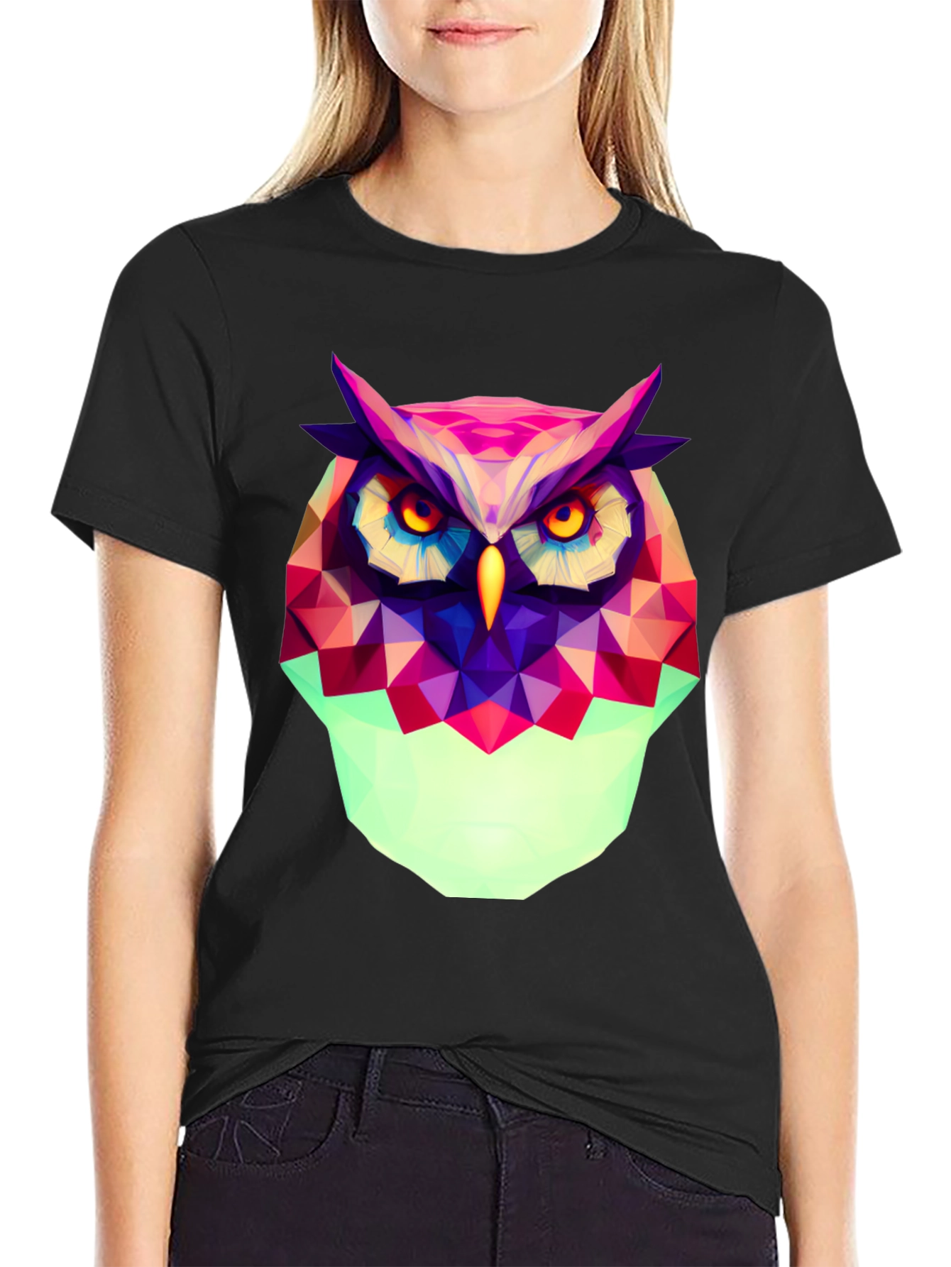 Geometric Owl Graphic Tee - Modern Art Style
