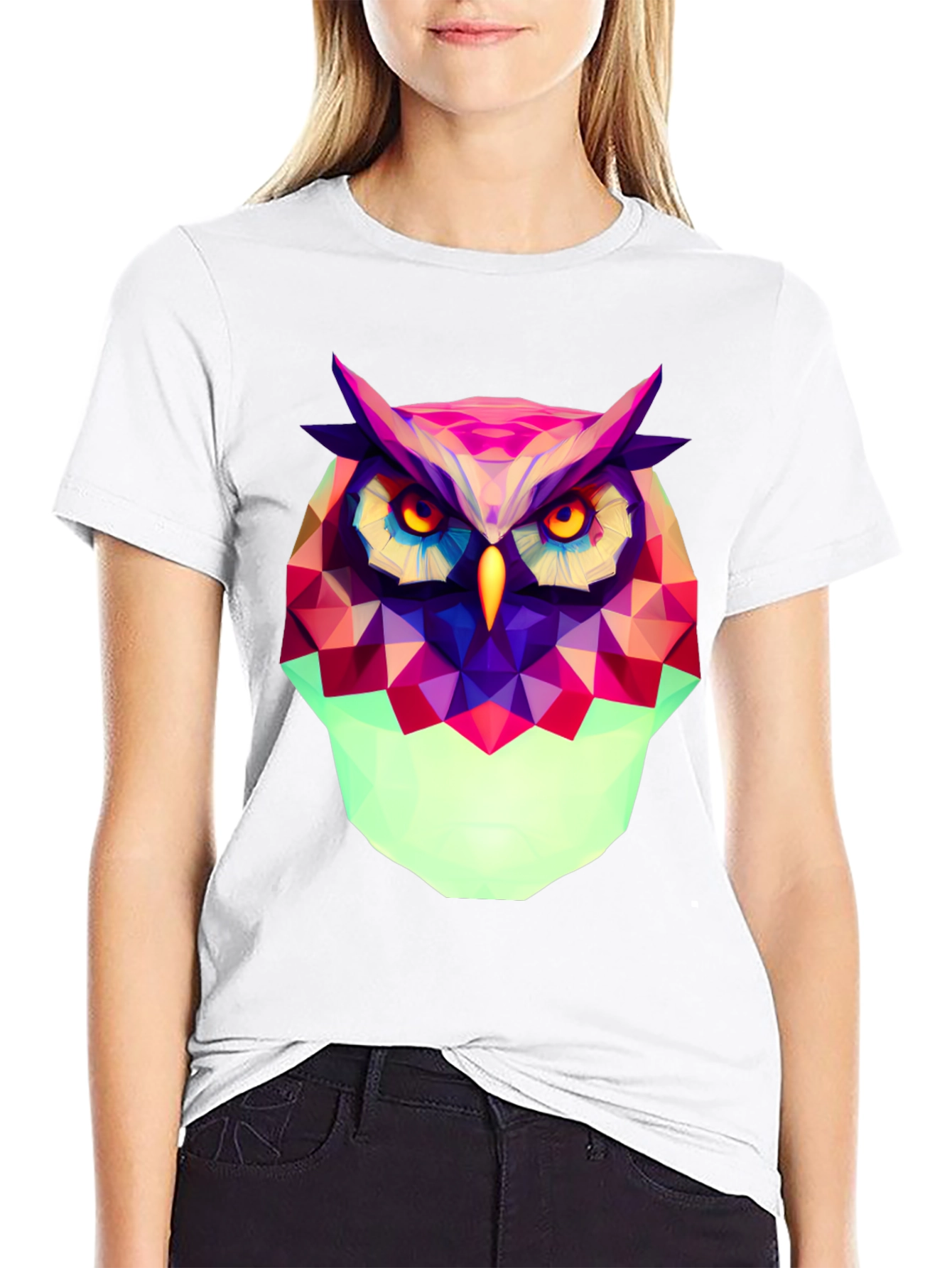 Geometric Owl Graphic Tee - Modern Art Style