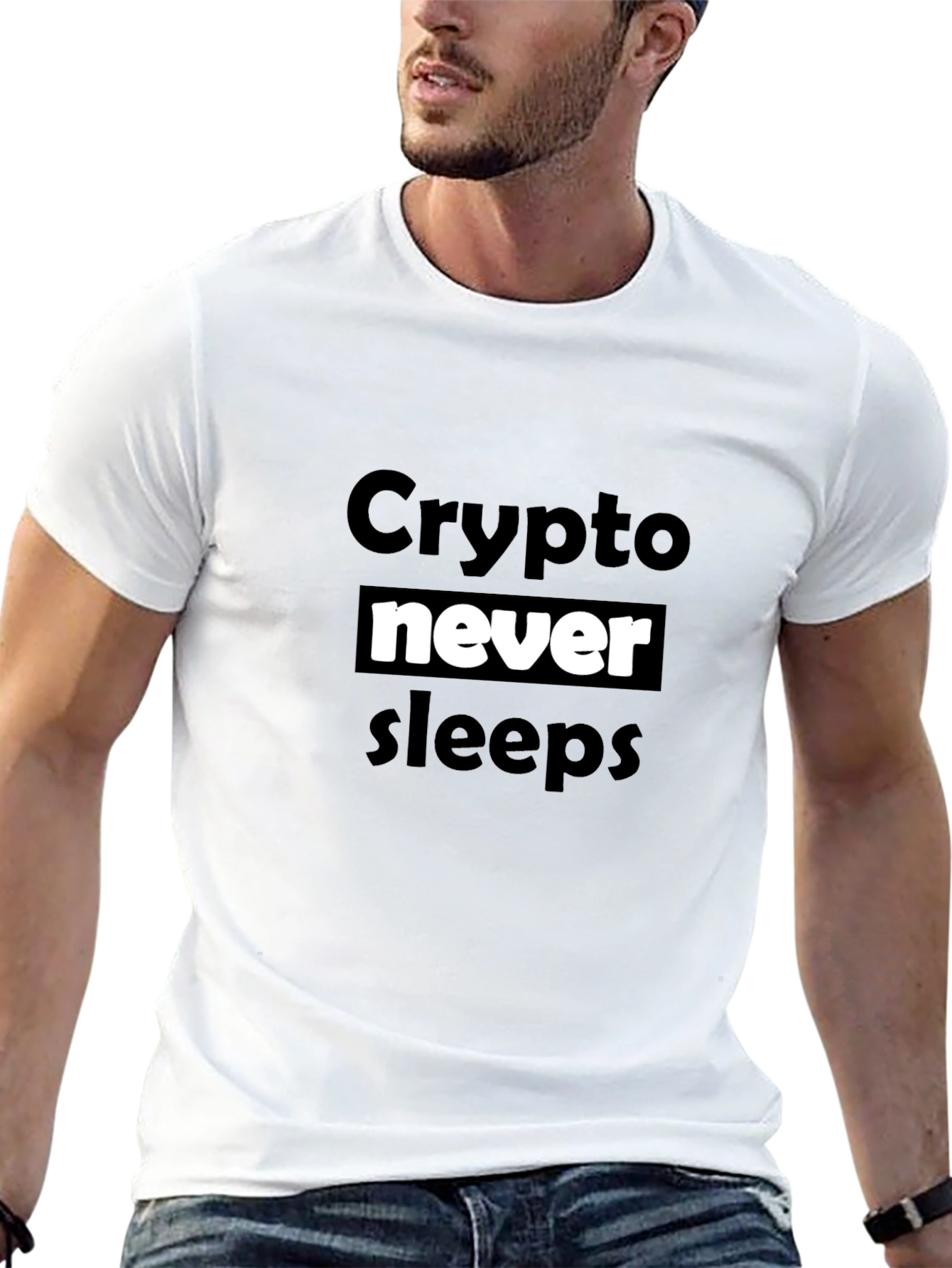 Crypto Never Sleeps Black T-Shirt
