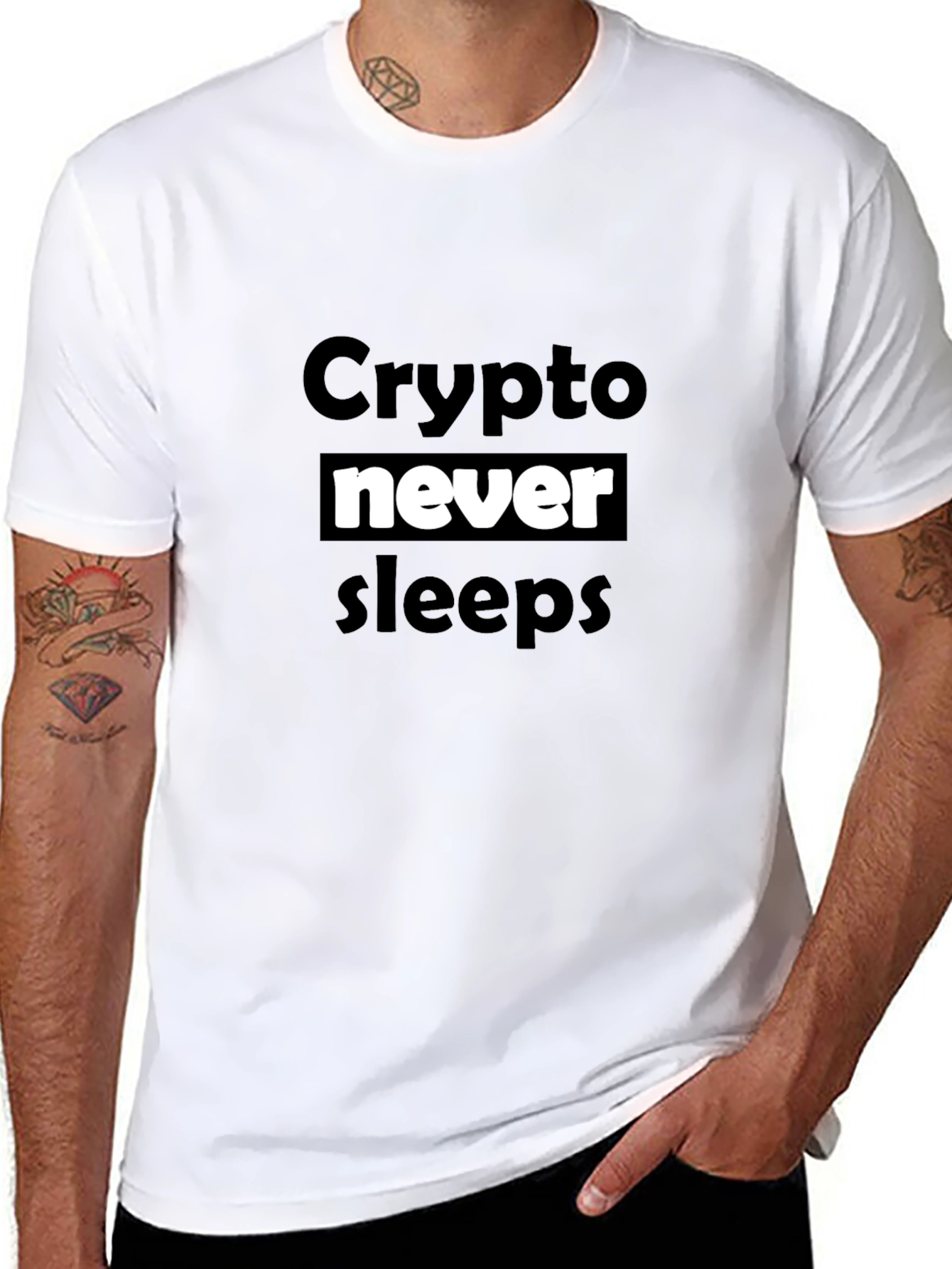 Crypto Never Sleeps Black T-Shirt