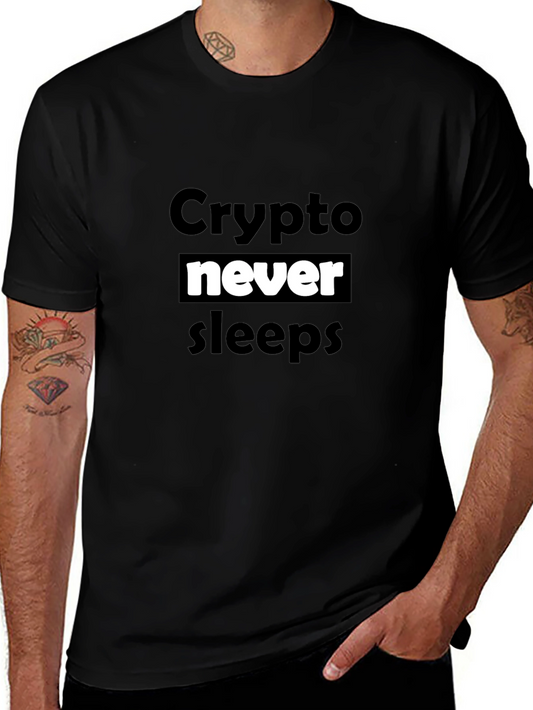 Crypto Never Sleeps Black T-Shirt