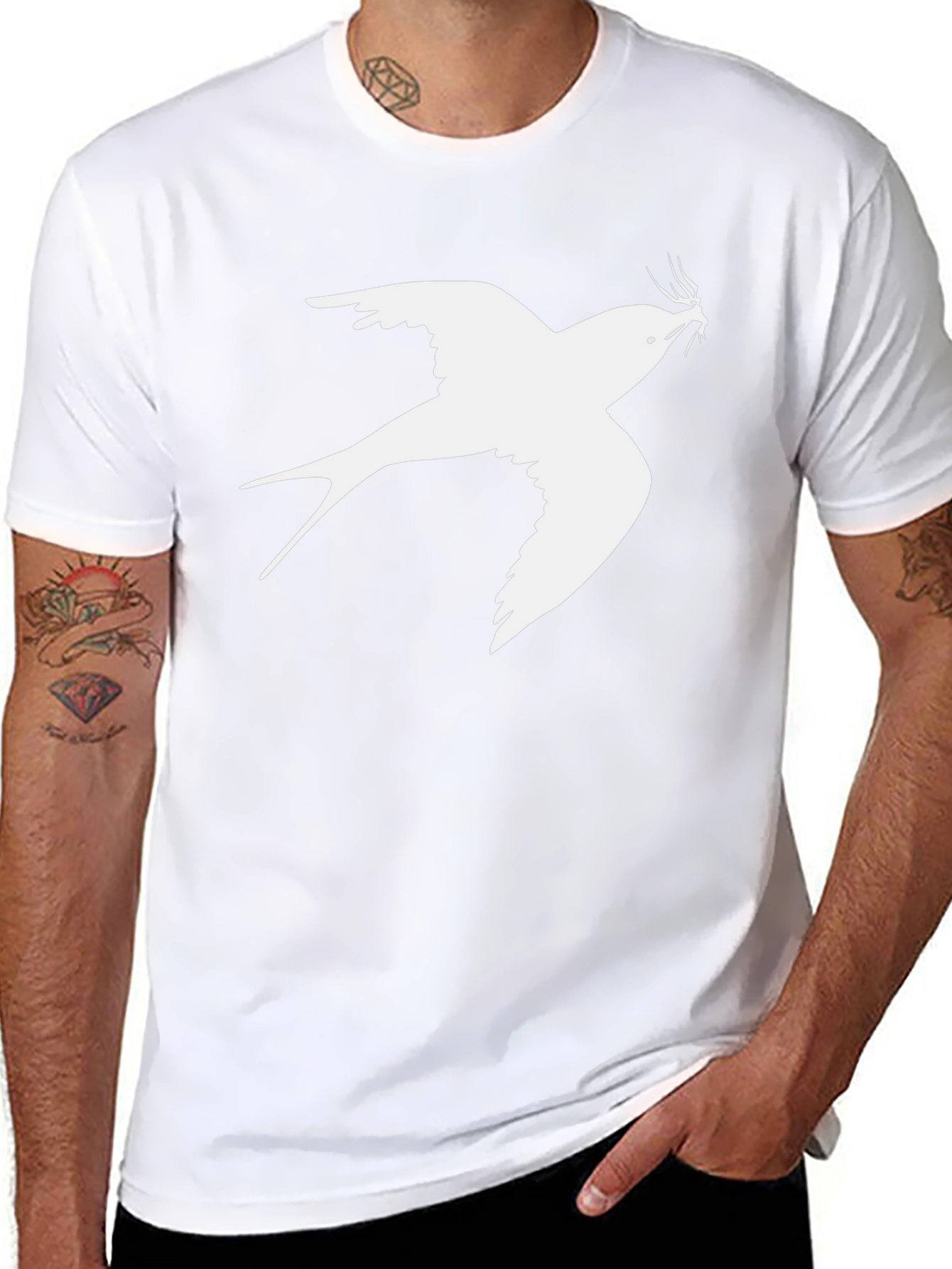 Swallow Print Mens Black T-Shirt