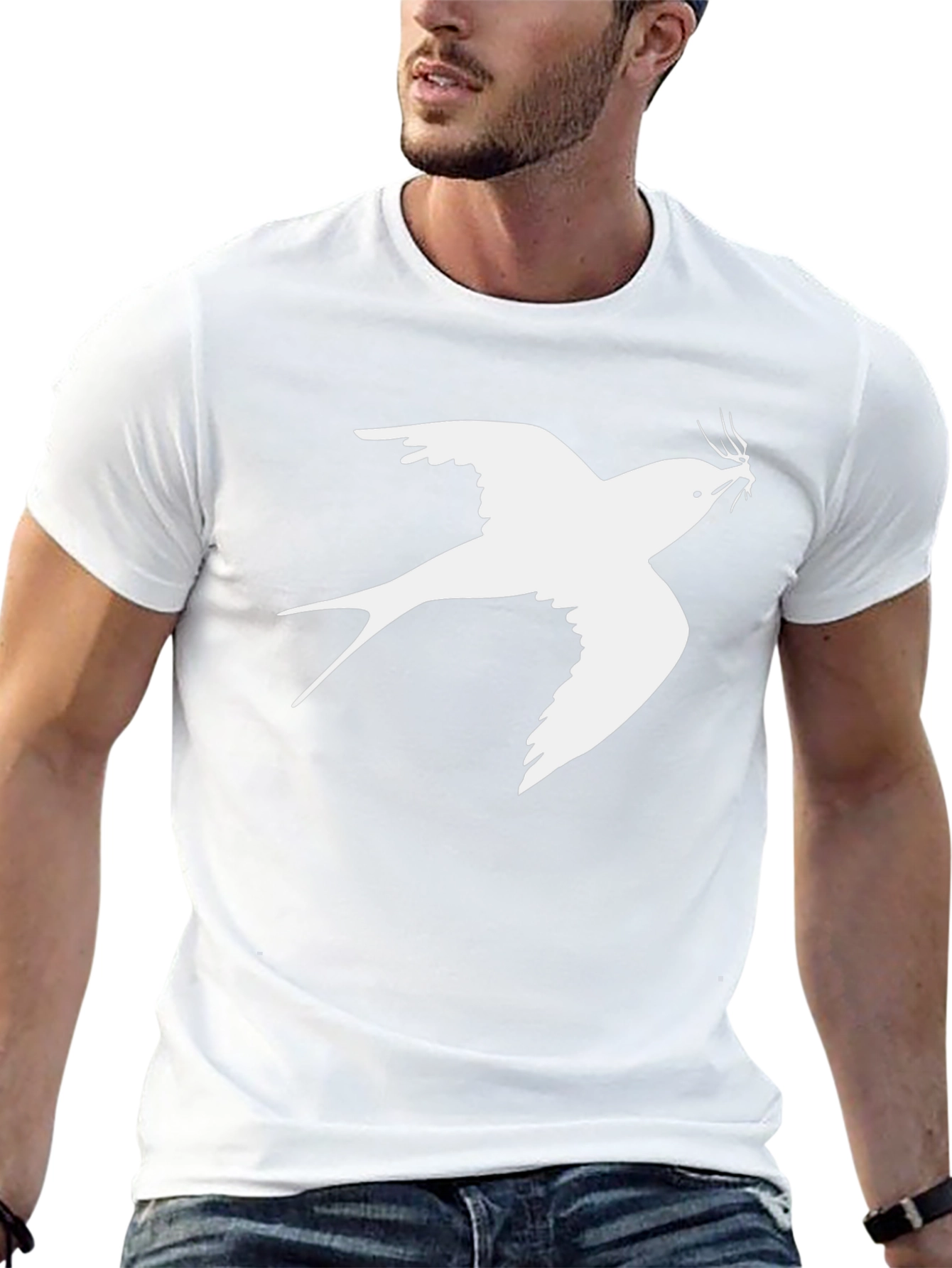 Swallow Print Mens Black T-Shirt