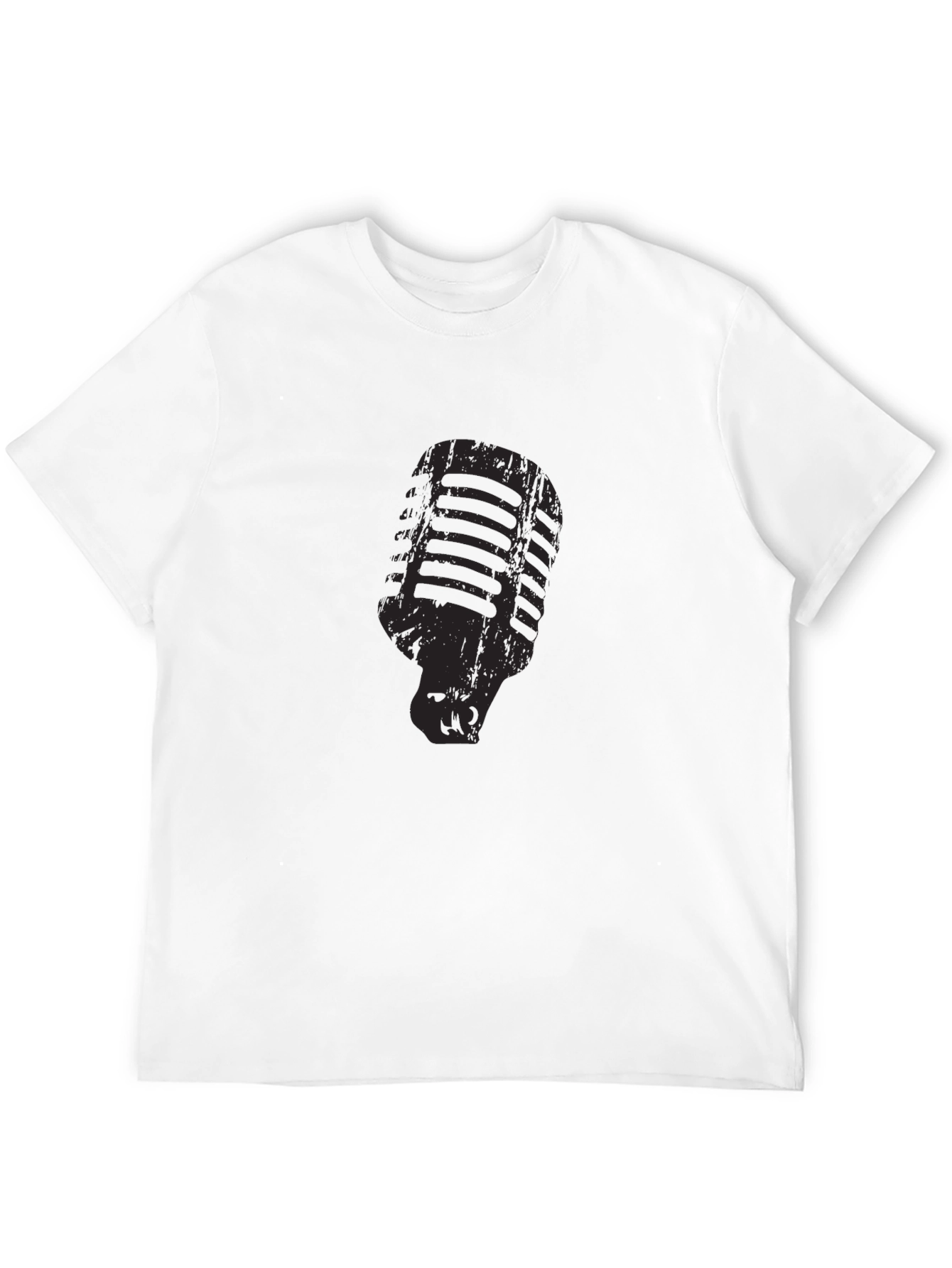 Retro Microphone Graphic Black T-Shirt