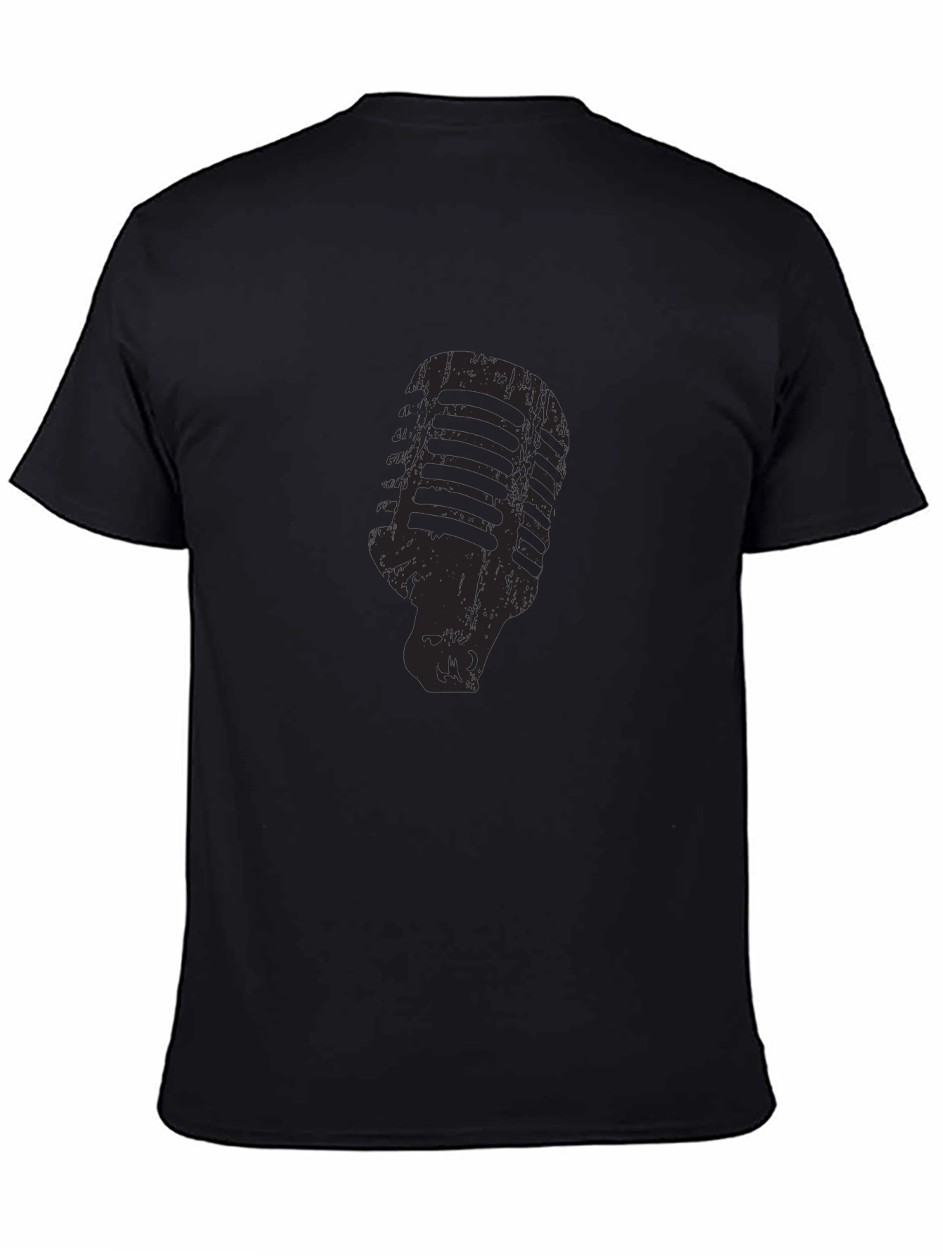 Retro Microphone Graphic Black T-Shirt