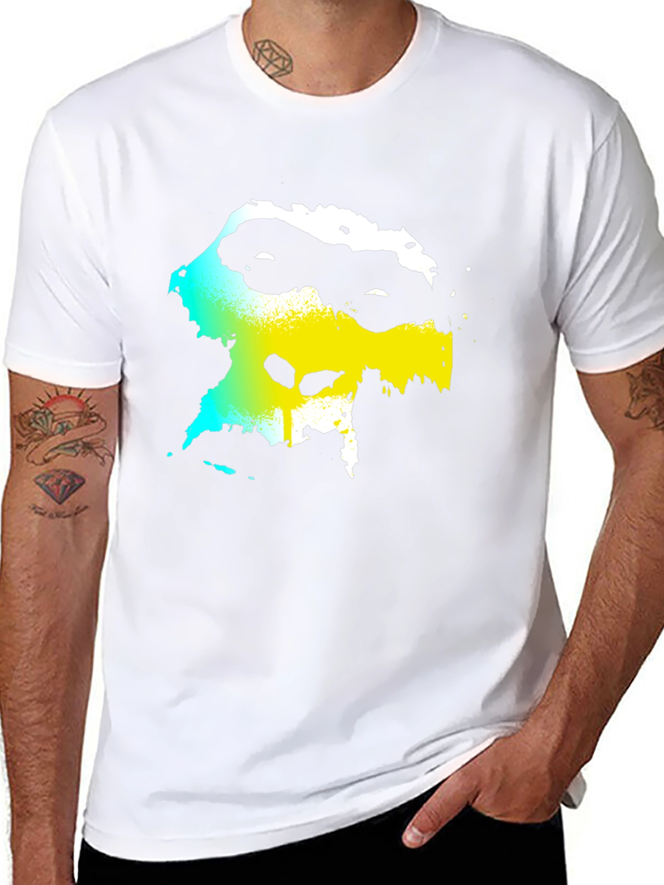 Abstract Face Graphic Black Tee
