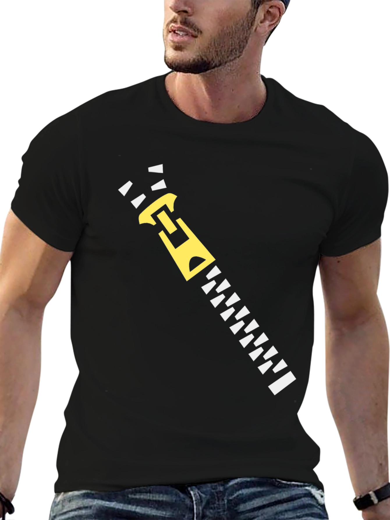 Zipper Graphic Tee - Funny Novelty T-Shirt