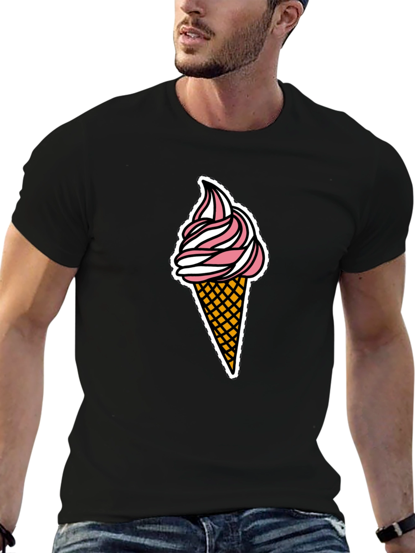 Ice Cream Graphic T-Shirt - Black