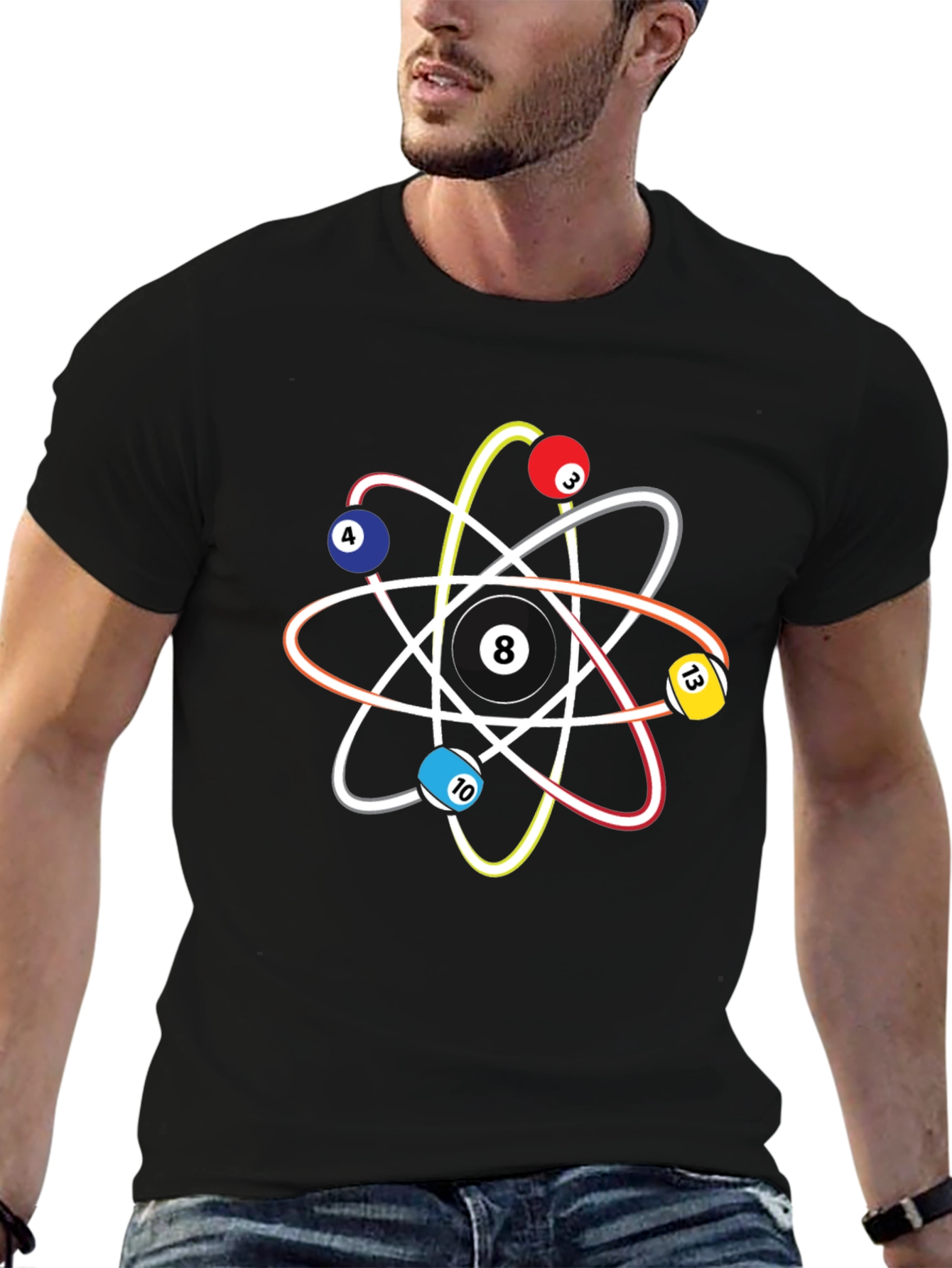 Pool Ball Atom T-Shirt - Physics & Billiards Style