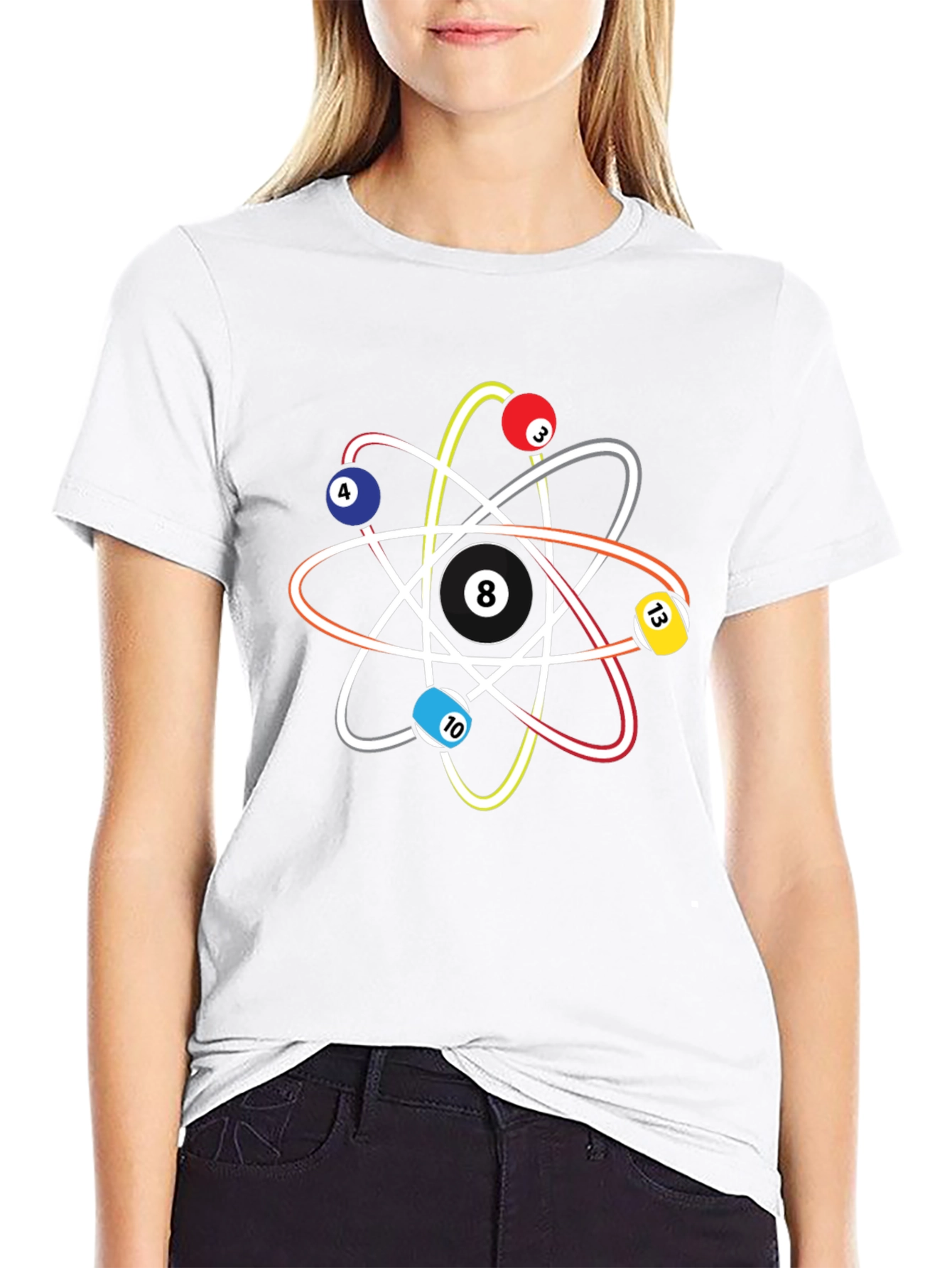 Pool Ball Atom T-Shirt - Physics & Billiards Style