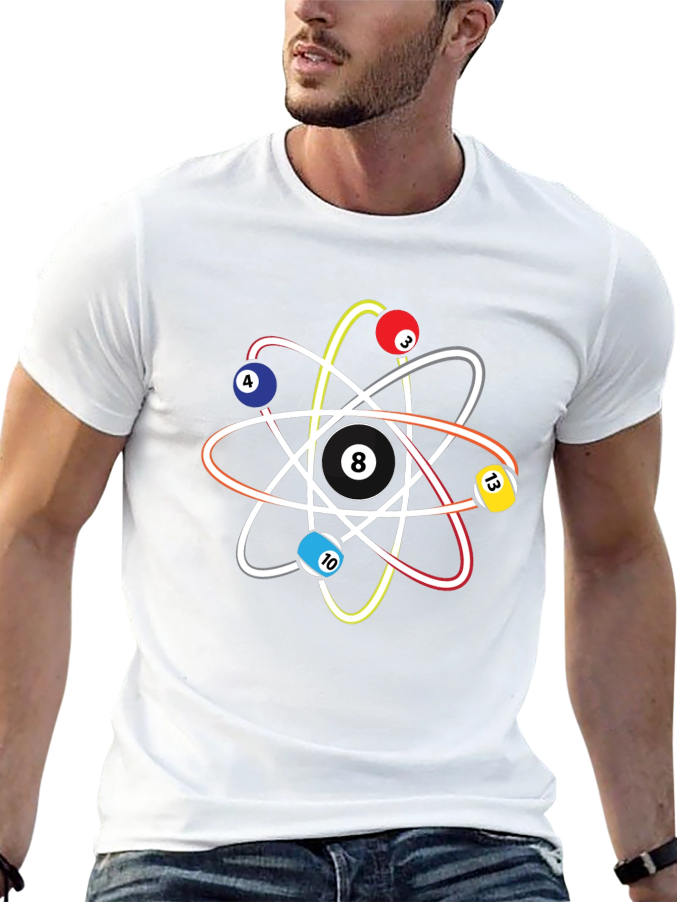 Pool Ball Atom T-Shirt - Physics & Billiards Style
