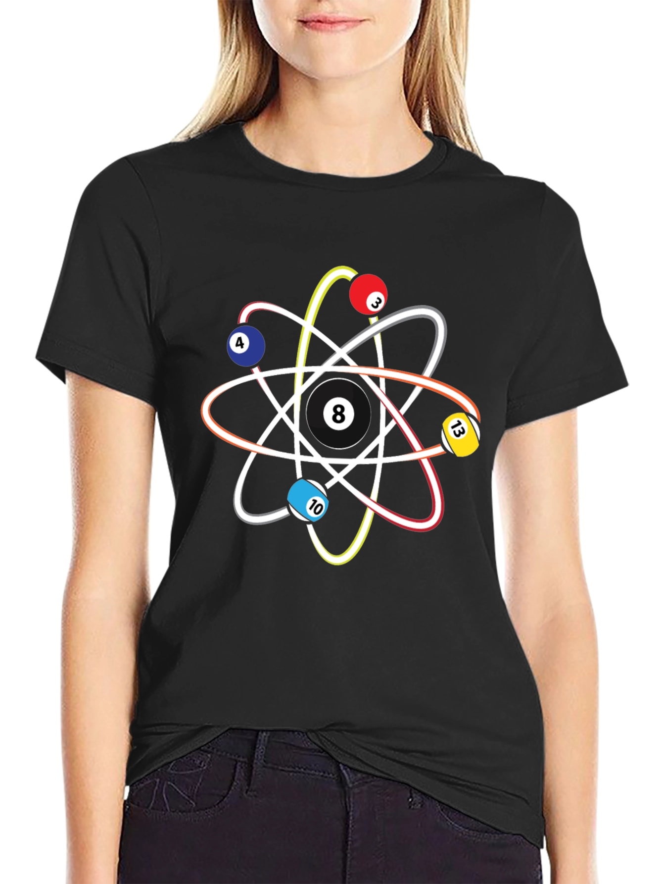 Pool Ball Atom T-Shirt - Physics & Billiards Style