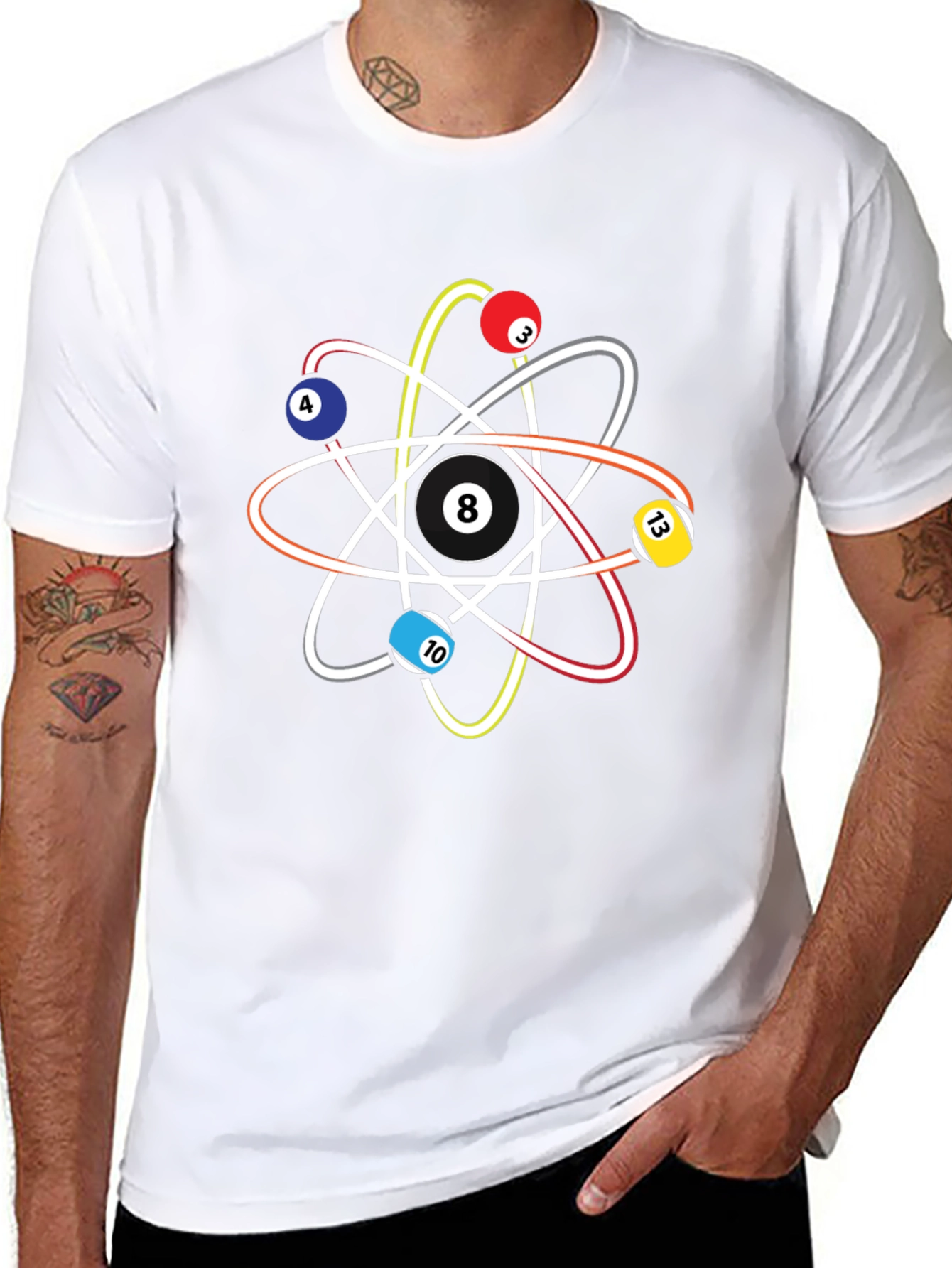Pool Ball Atom T-Shirt - Physics & Billiards Style