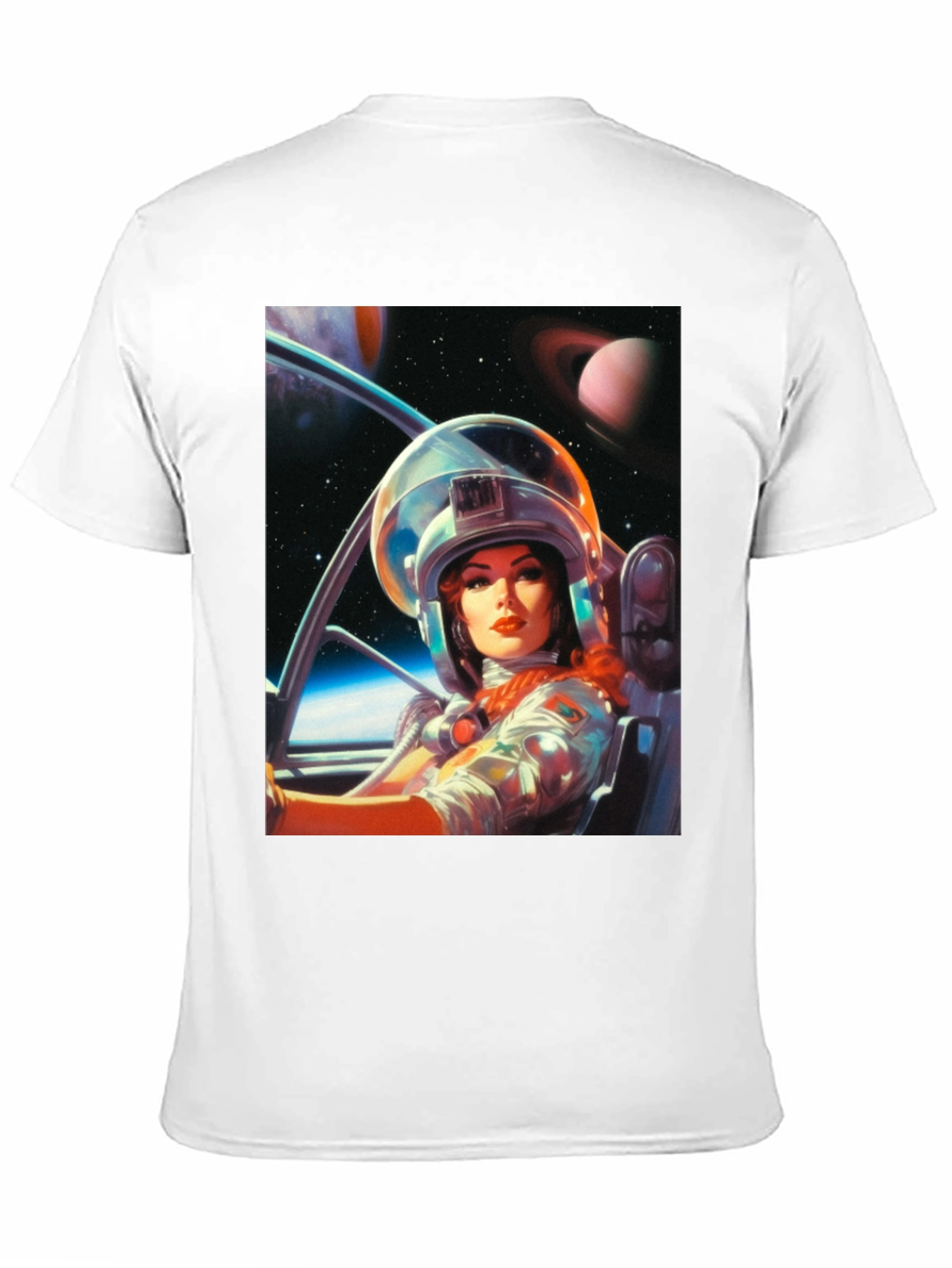 Retro Space Girl T-Shirt - Black