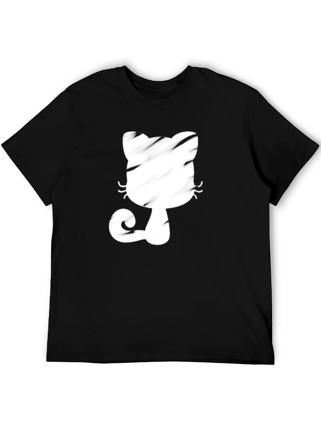 Black T-Shirt with Whimsical Cat Graphic