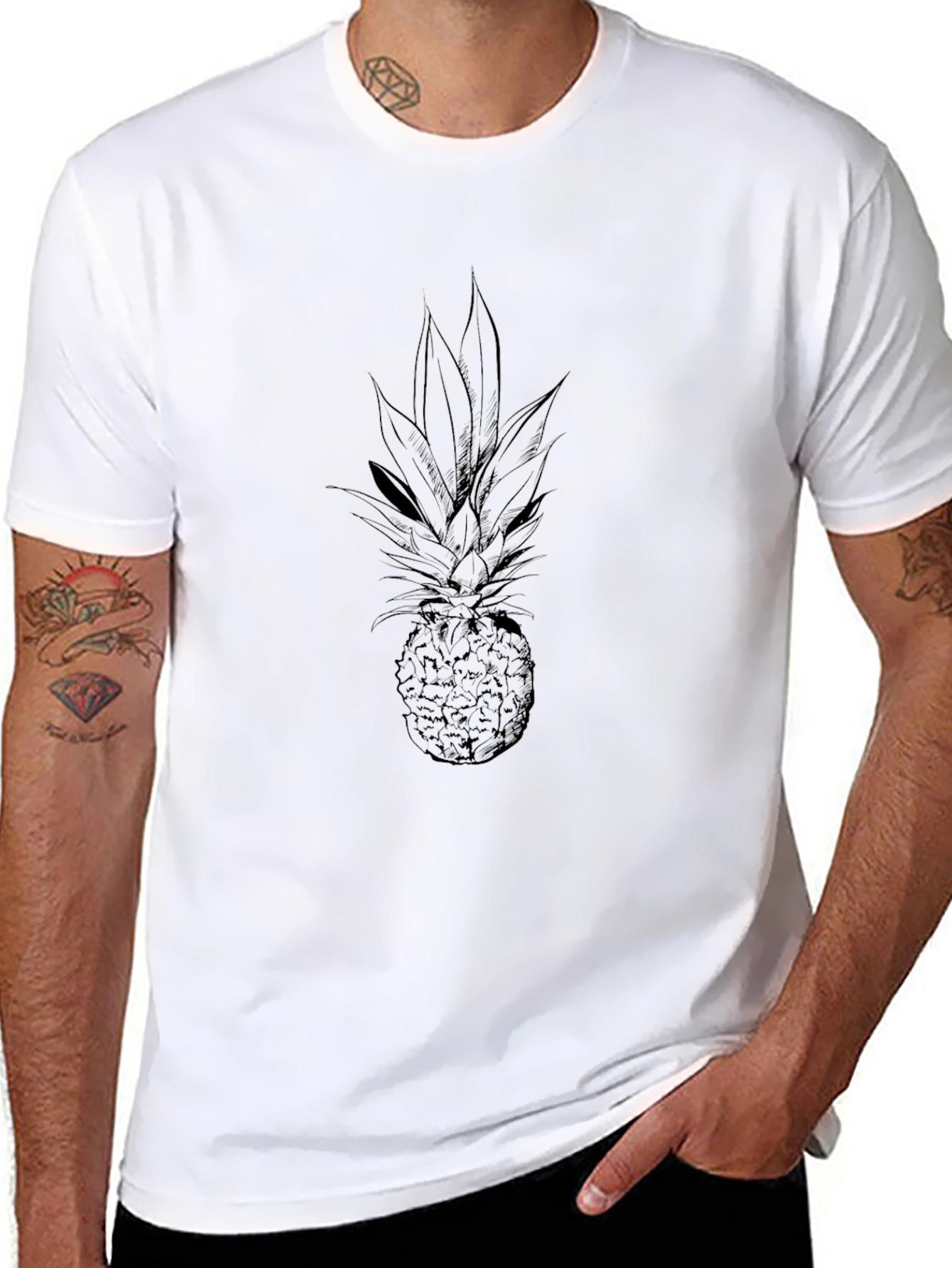 Pineapple Graphic Tee - Black Casual Shirt