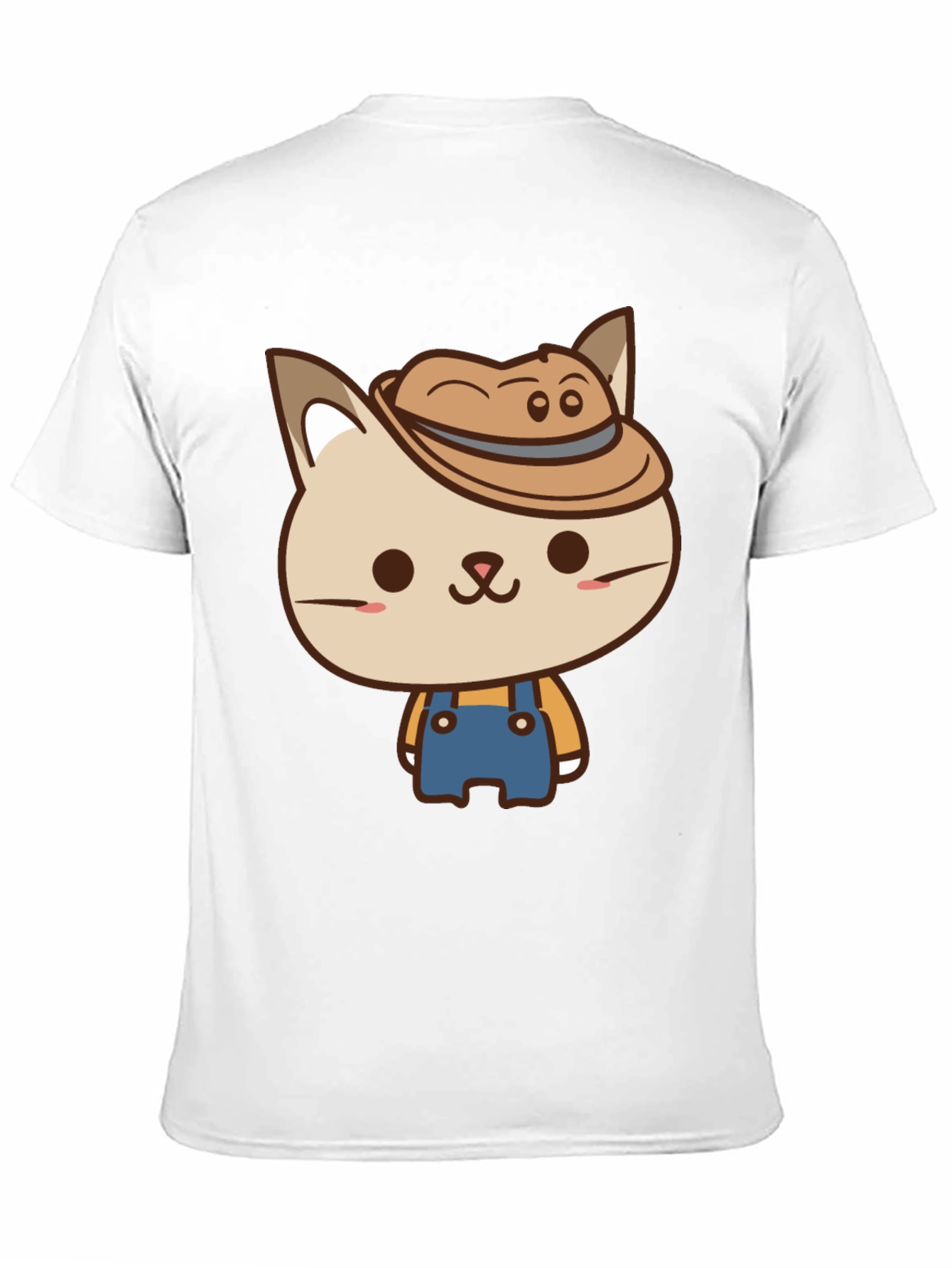 Cute Cat Farmer T-Shirt - Black