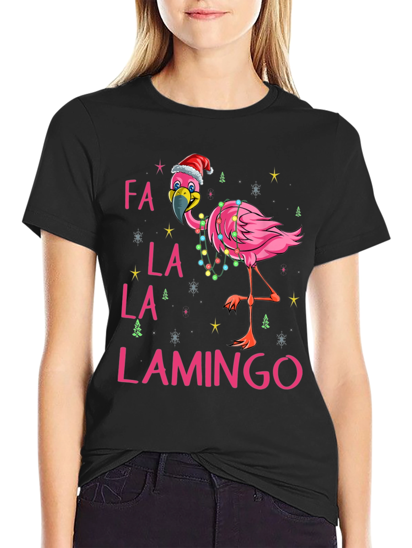 Fa La La La Lamingo Christmas T-Shirt