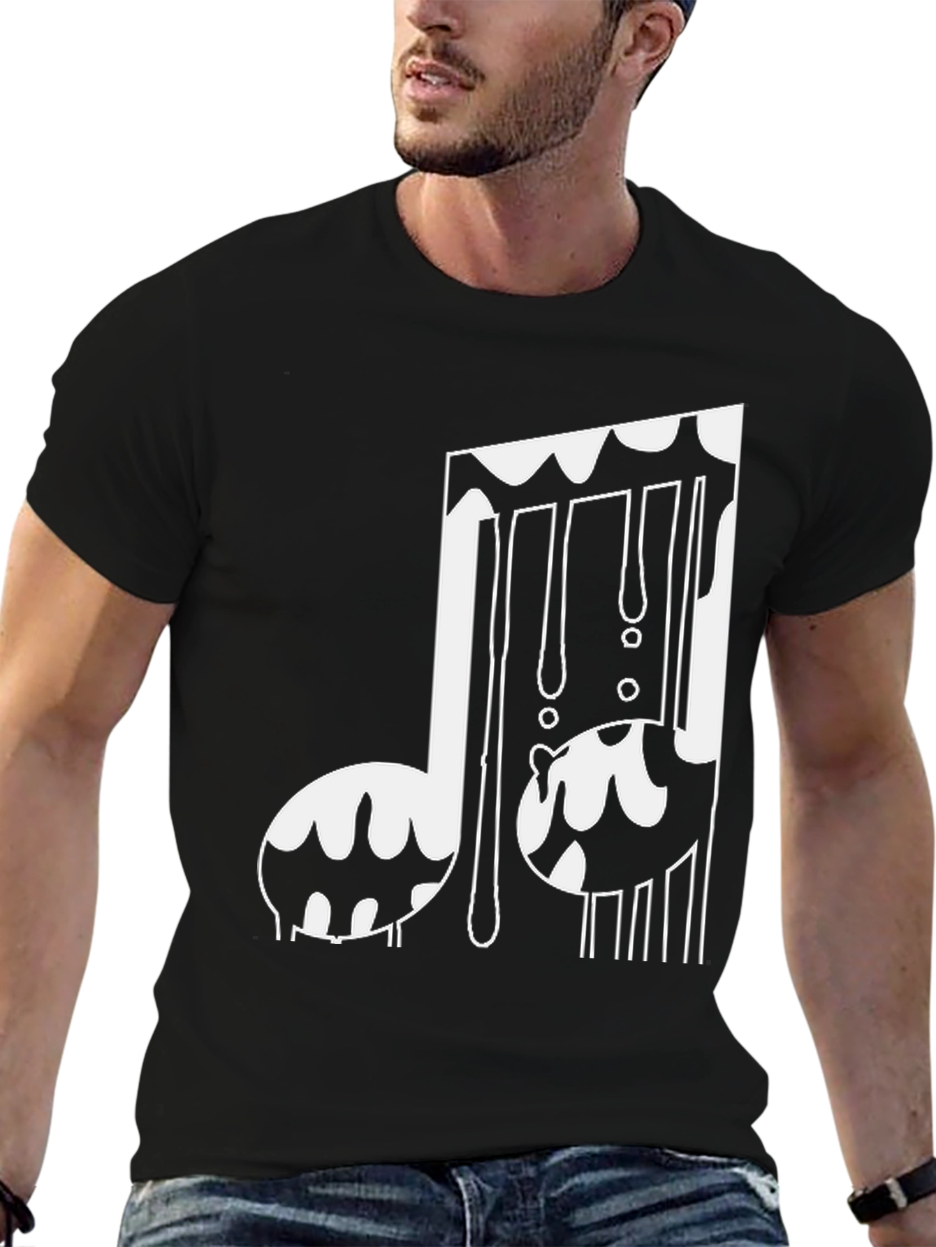 Melting Music Note Black Tee